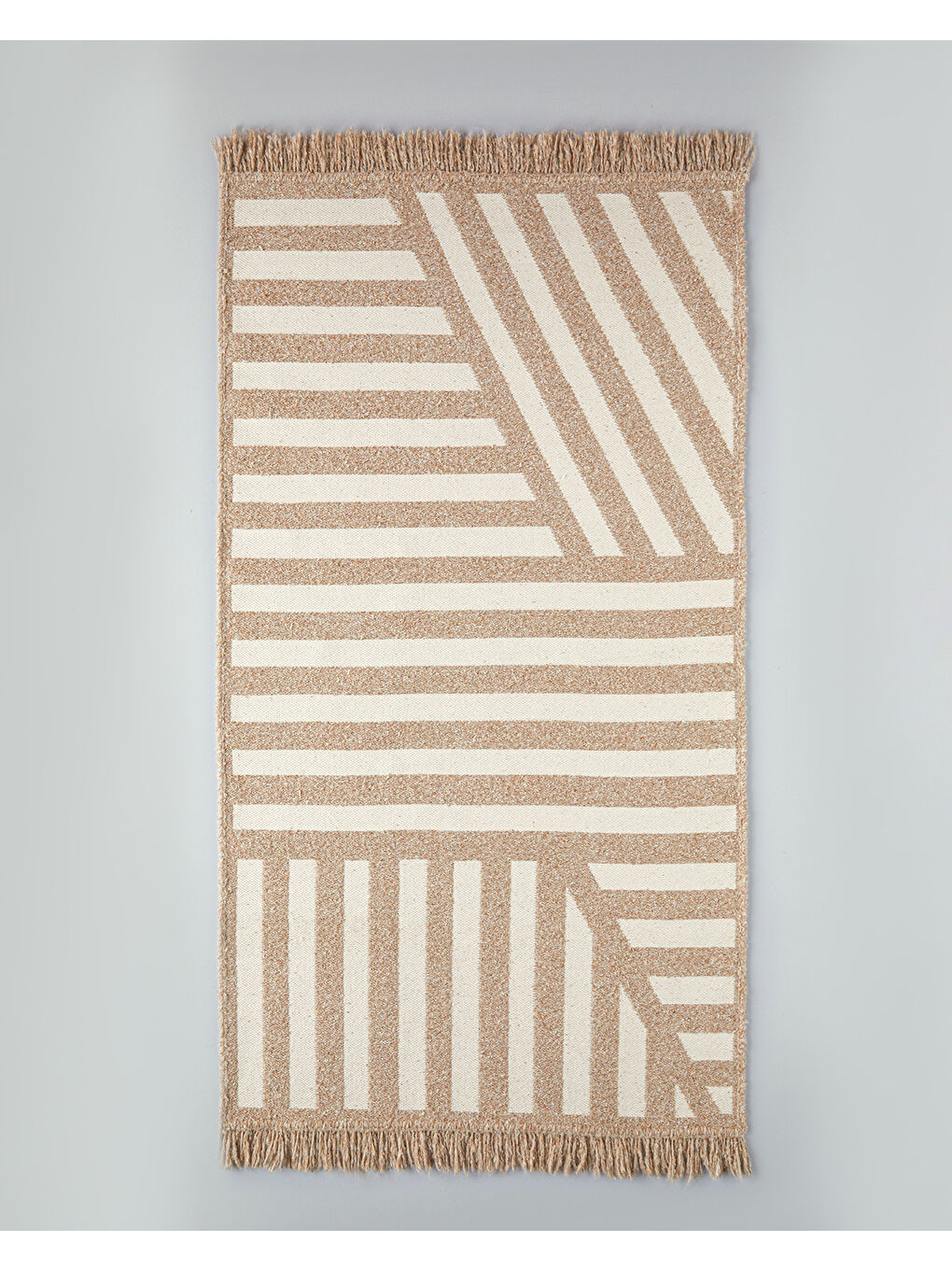 Ekru Linear Dokuma Kilim 80x150 cm Açık Krem - Kahve