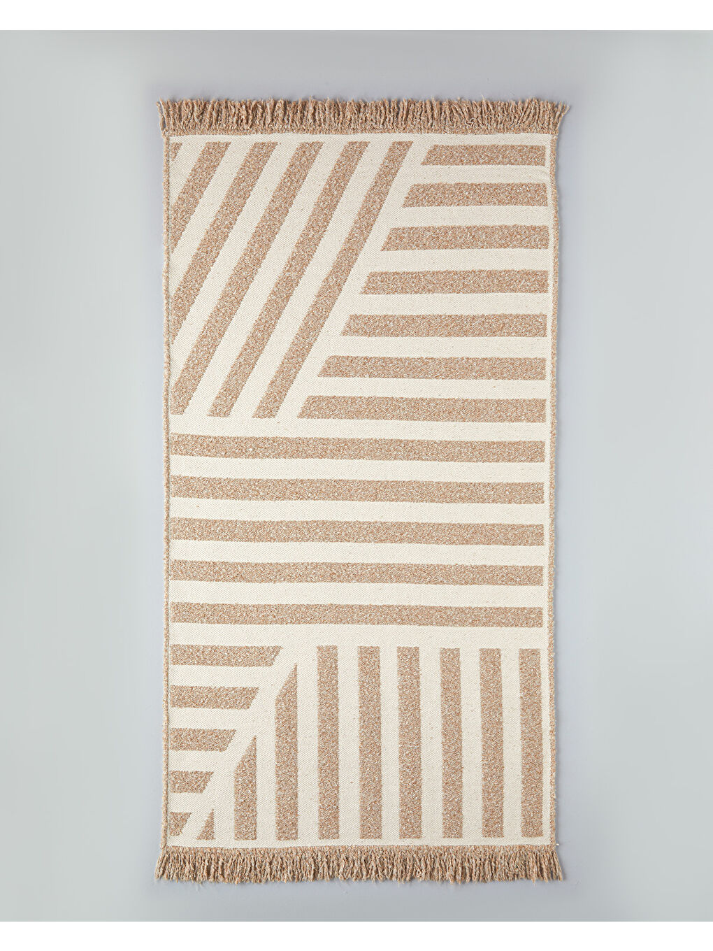 Ekru Linear Dokuma Kilim 80x150 cm Açık Krem - Kahve-1