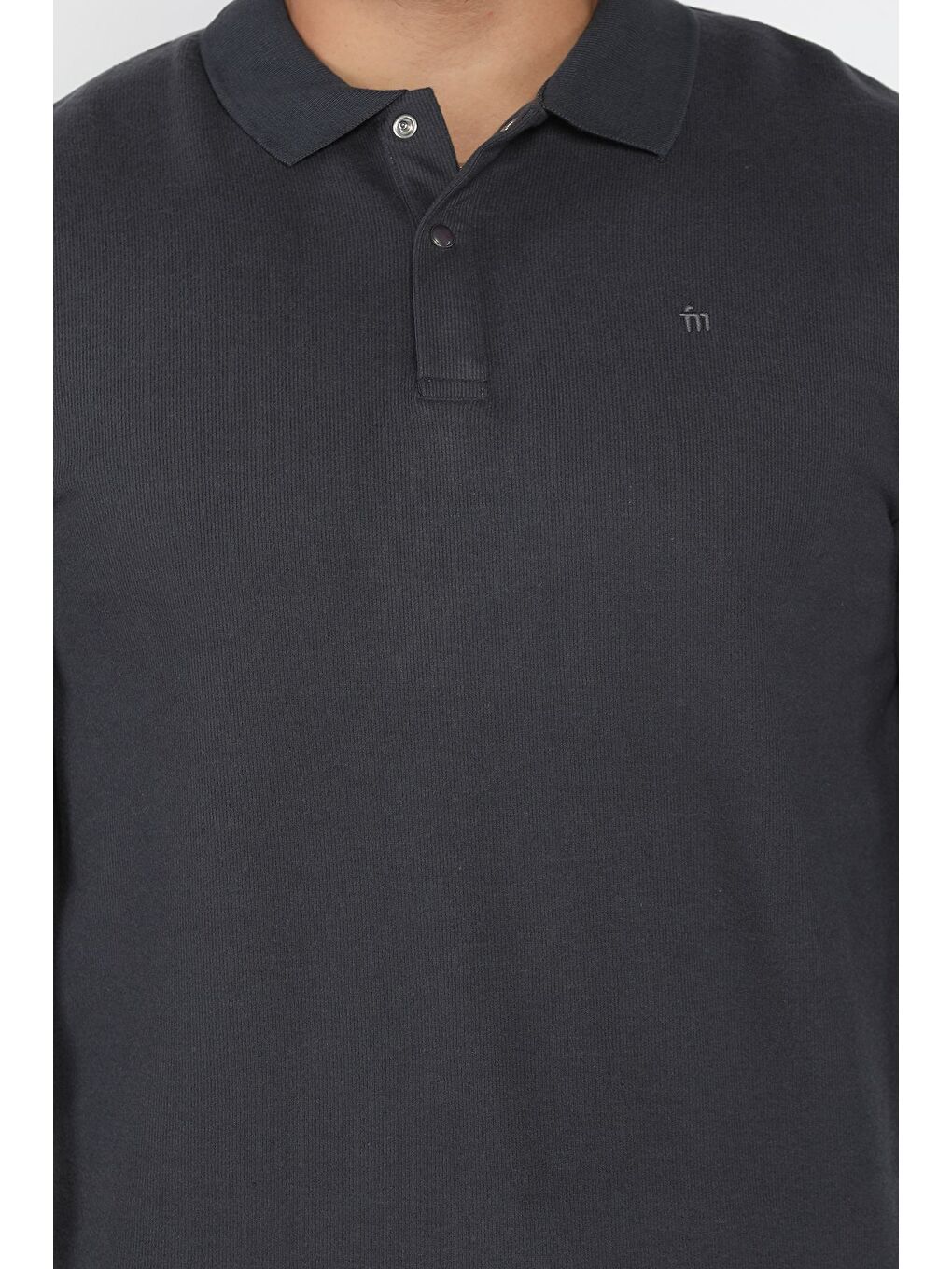 Gri Erkek Polo Yaka Çıtçıt Detaylı Selanik Sweatshirt-3