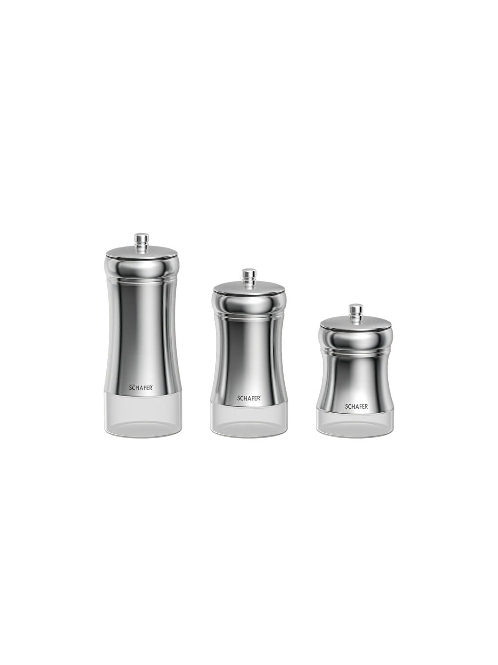 SCHAFER Gri Retro 3 Boy Kavanoz Seti-Inox