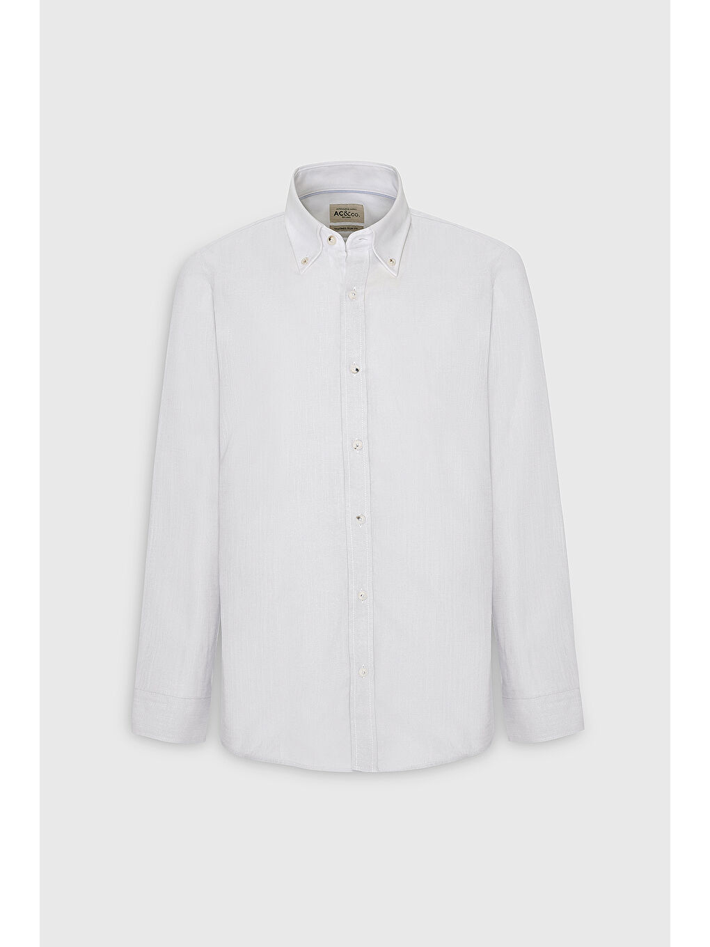 Erkek Beyaz Slim Fit Dar Kesim Düğmeli Yaka Pamuklu Oxford Gömlek-5