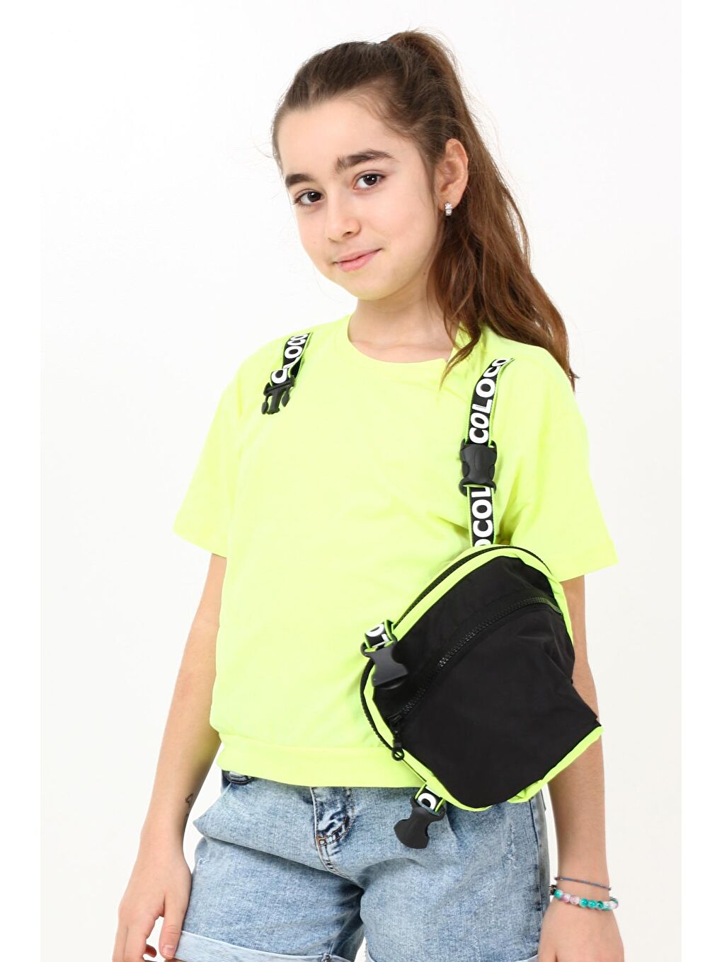 Sarı Kız Çocuk Çantalı T-shirt 10-15 Yaş 13868