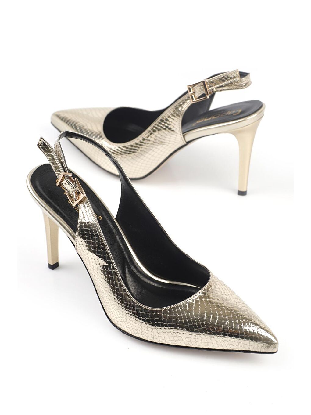 Sarı Arkası Açık Orta Topuklu Yumuşak Pedli Taban Kadın Ayakkabı-0