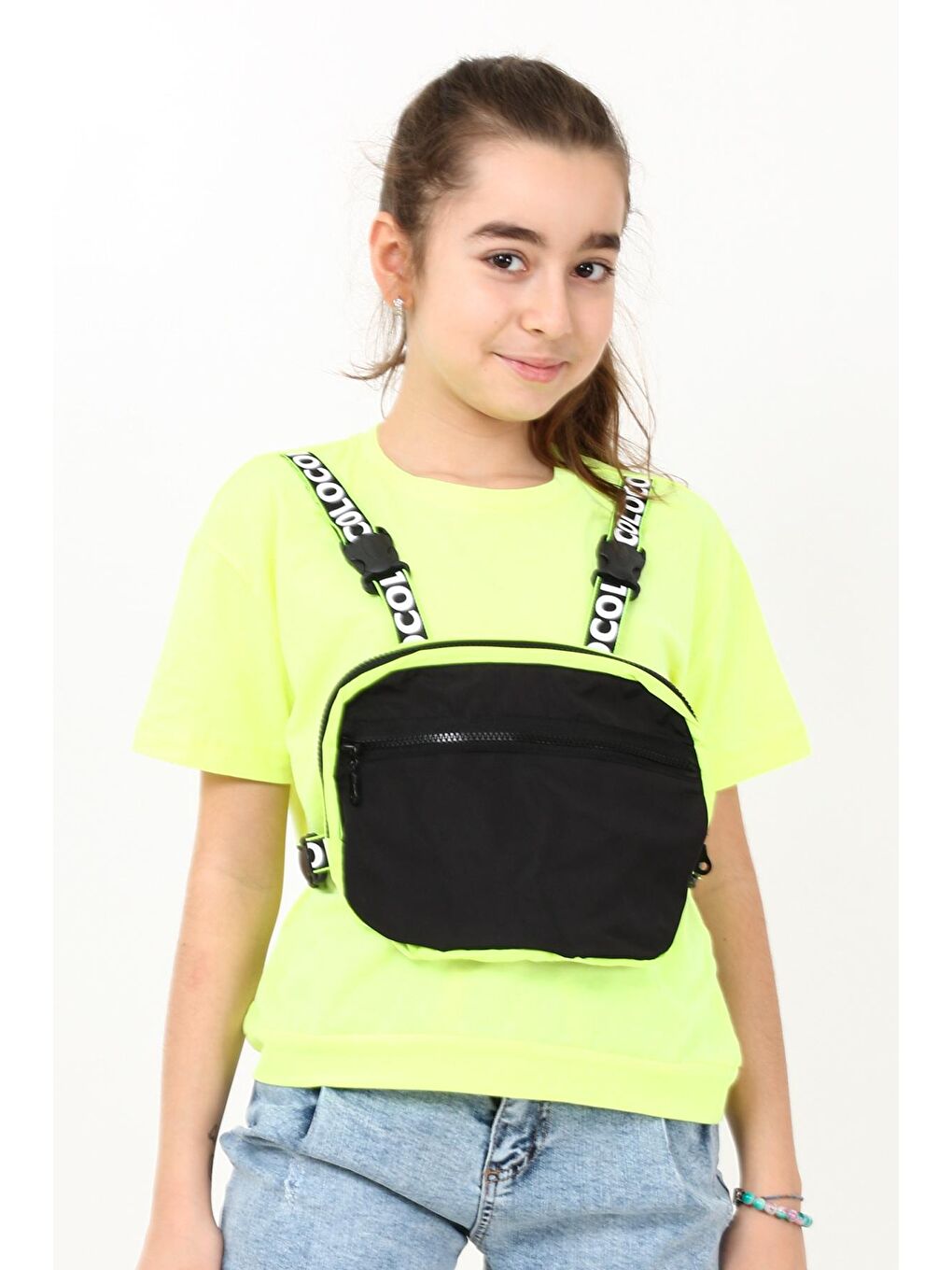 Sarı Kız Çocuk Çantalı T-shirt 10-15 Yaş 13868-1