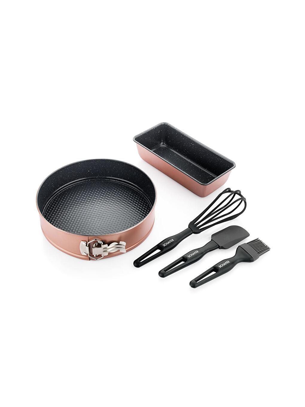 SCHAFER Pembe Ariana Kek Kalıbı+Pasta Seti 5 Parça-Rosegold - 1