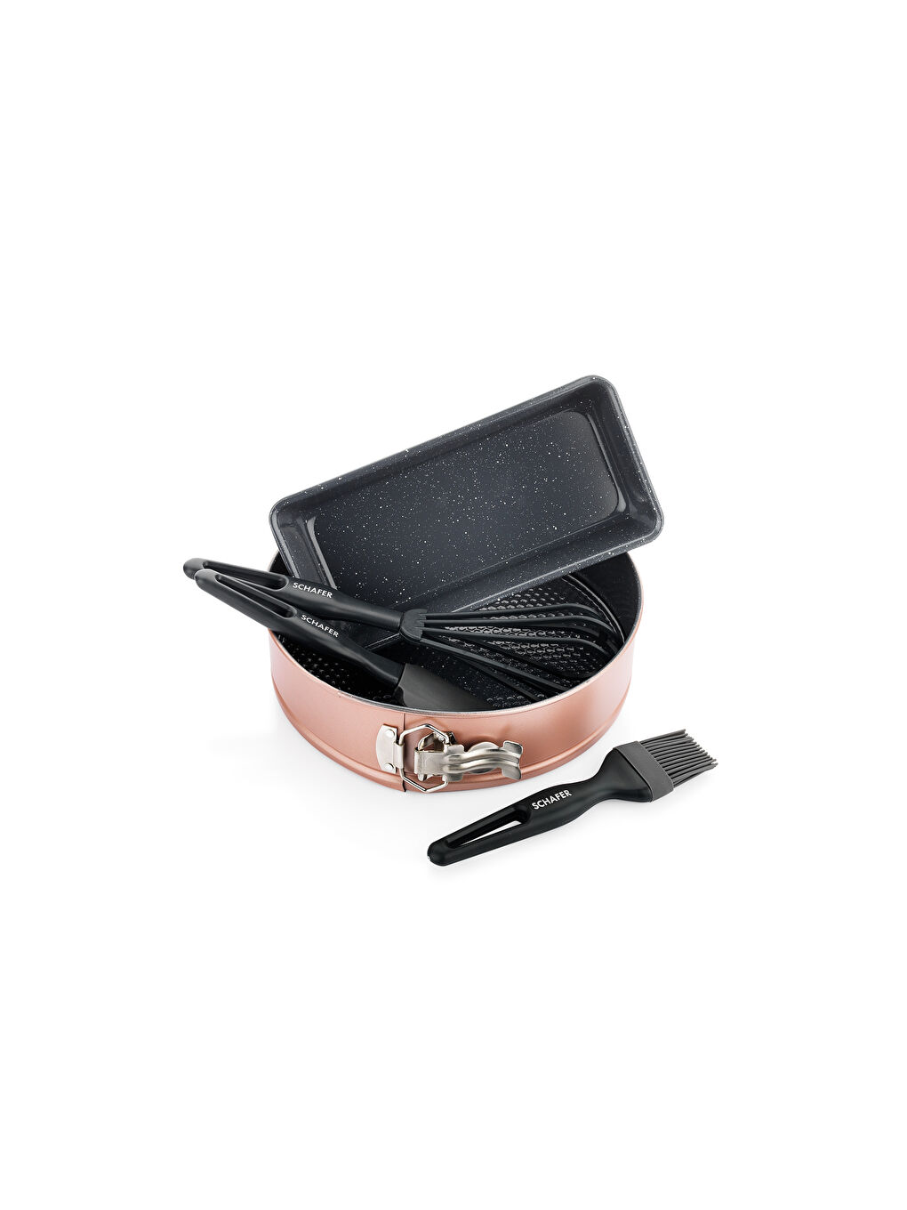 SCHAFER Pembe Ariana Kek Kalıbı+Pasta Seti 5 Parça-Rosegold - 2