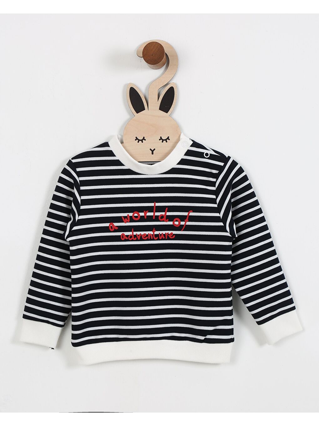 Luess Lacivert Erkek Çocuk Çizgili Baskı Detaylı Sweatshirt (6Ay-4Yaş)