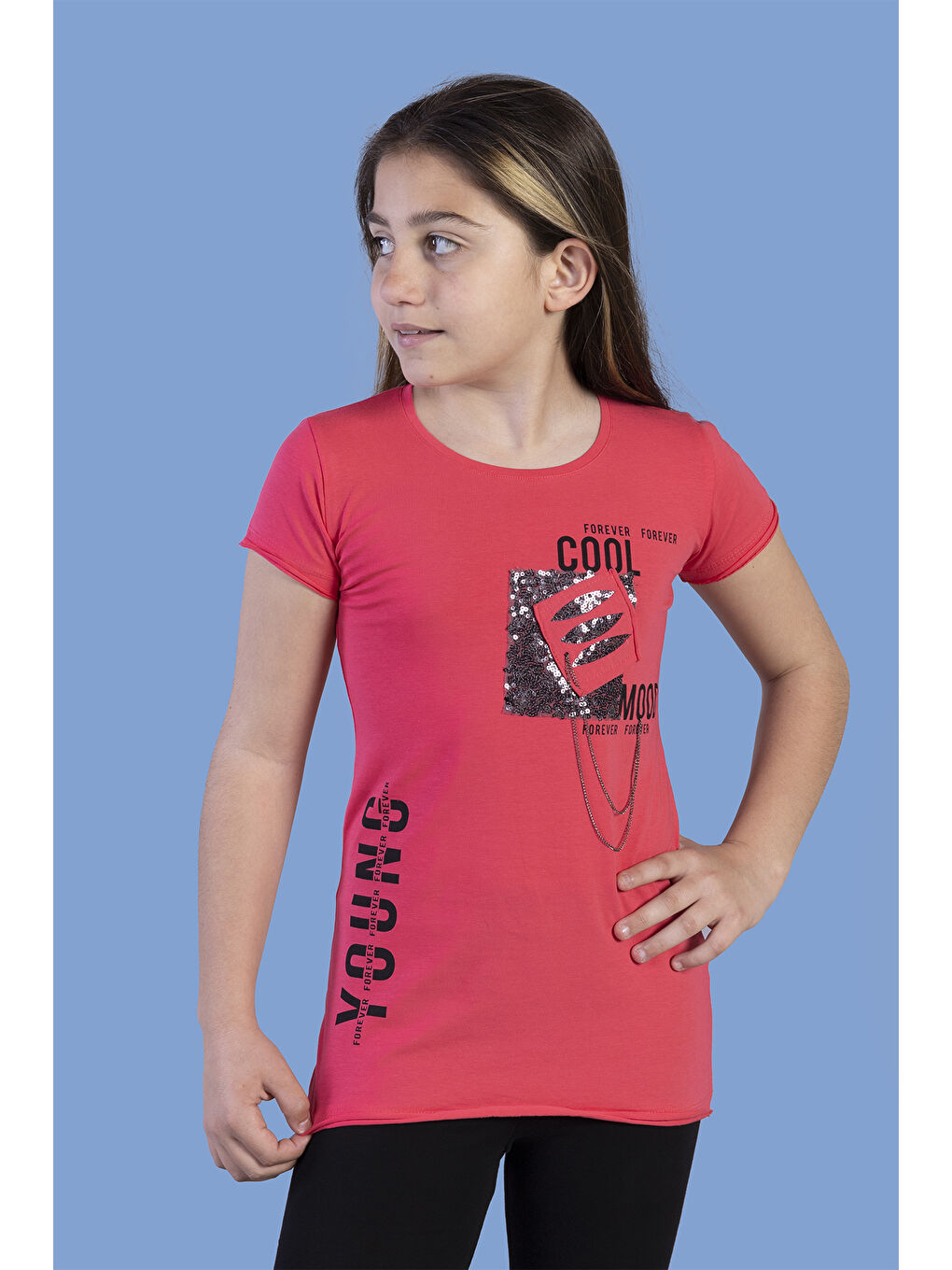 Toontoykids Narçiçeği Kız Çocuk T-Shirt Göğsü Lazer Kesim