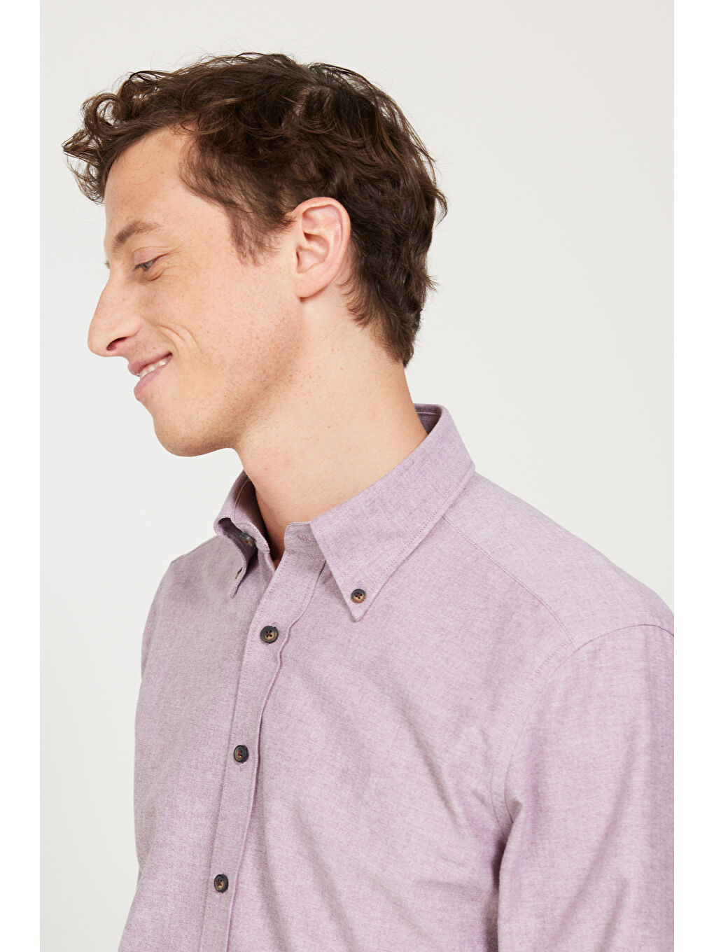 Erkek Bordo Slim Fit Dar Kesim Düğmeli Yaka Pamuklu Oxford Gömlek-4