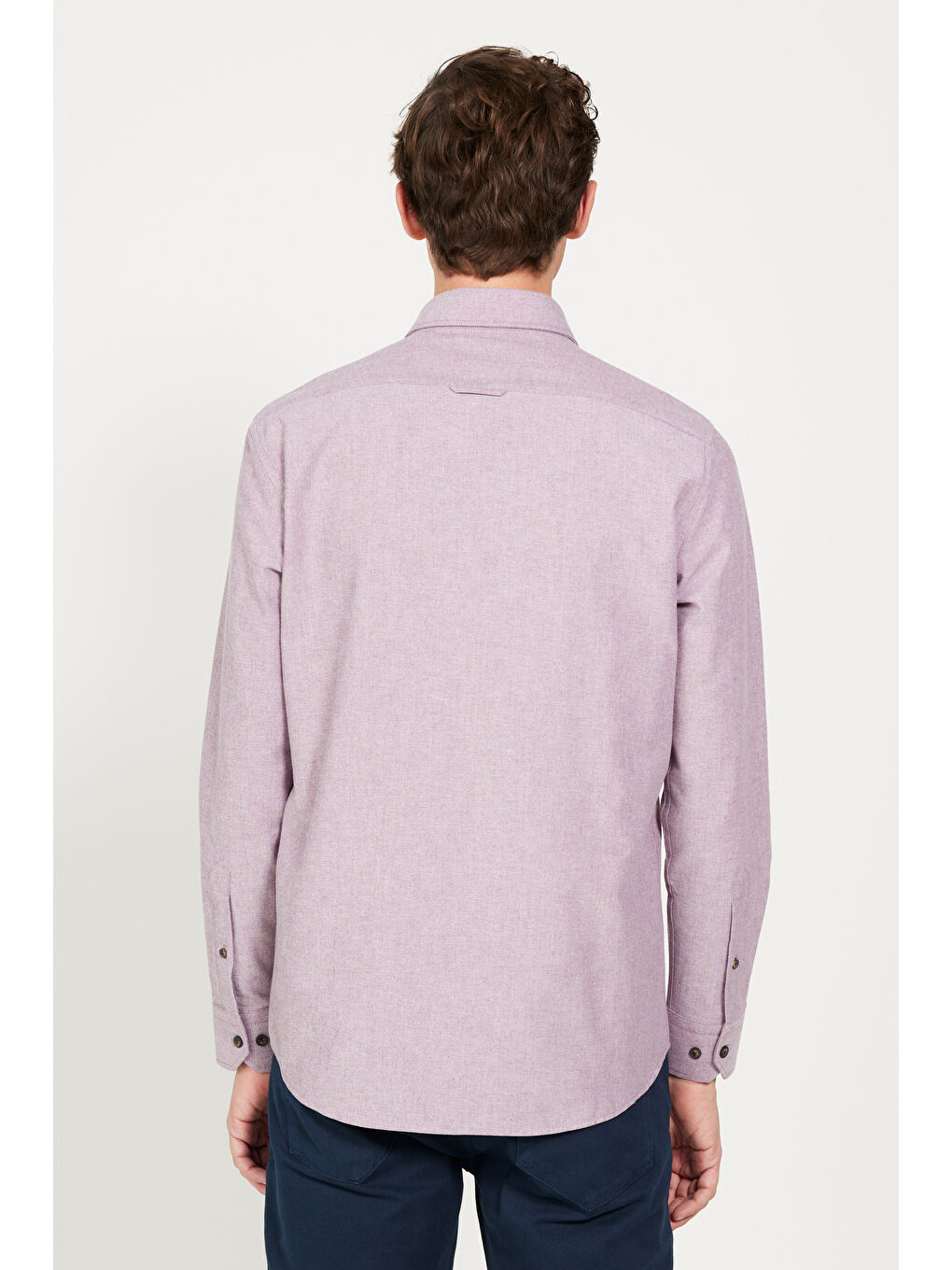 Erkek Bordo Slim Fit Dar Kesim Düğmeli Yaka Pamuklu Oxford Gömlek-6