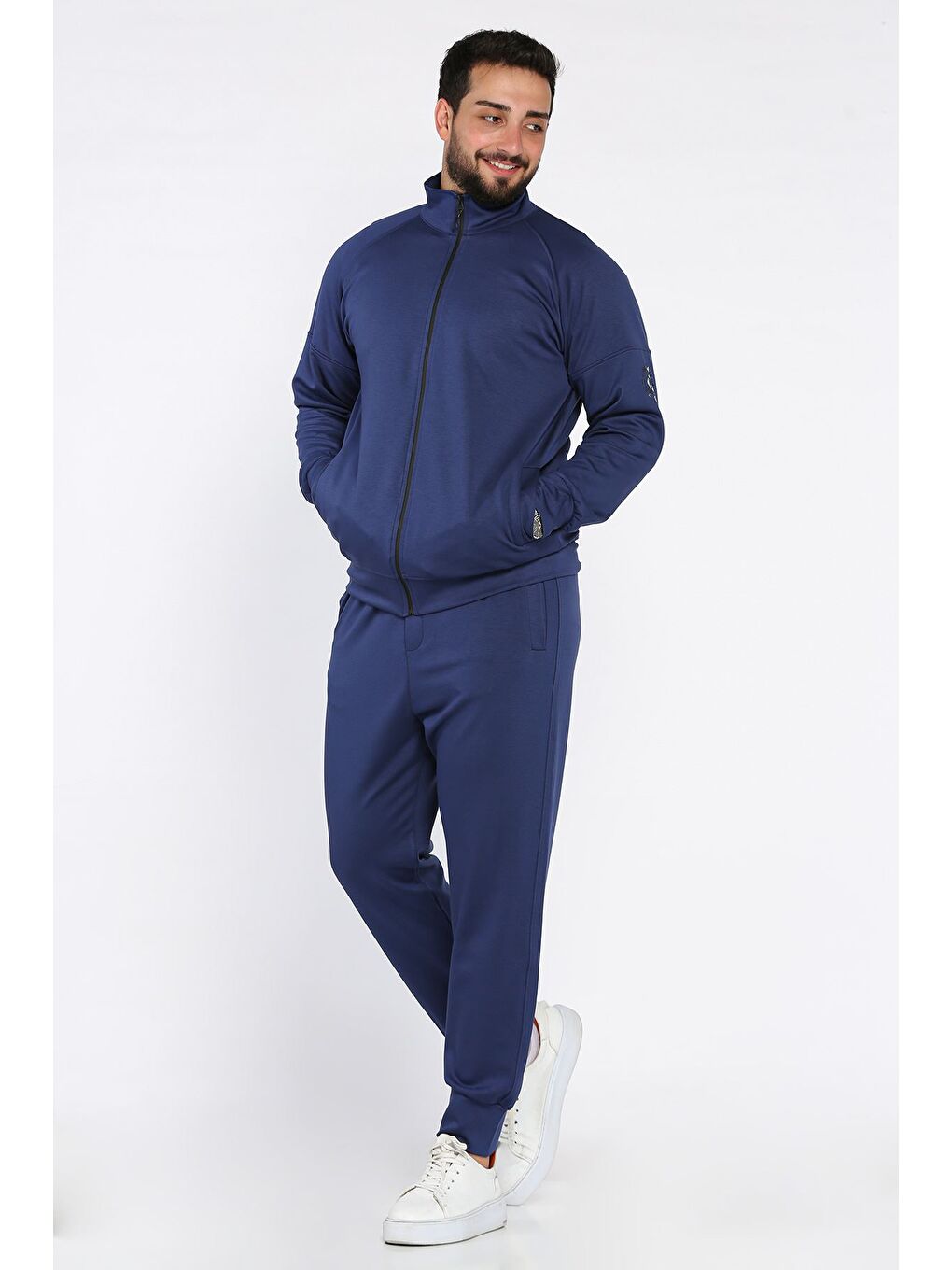 Lacivert Kol Detaylı Erkek Eşofman Takımı-2