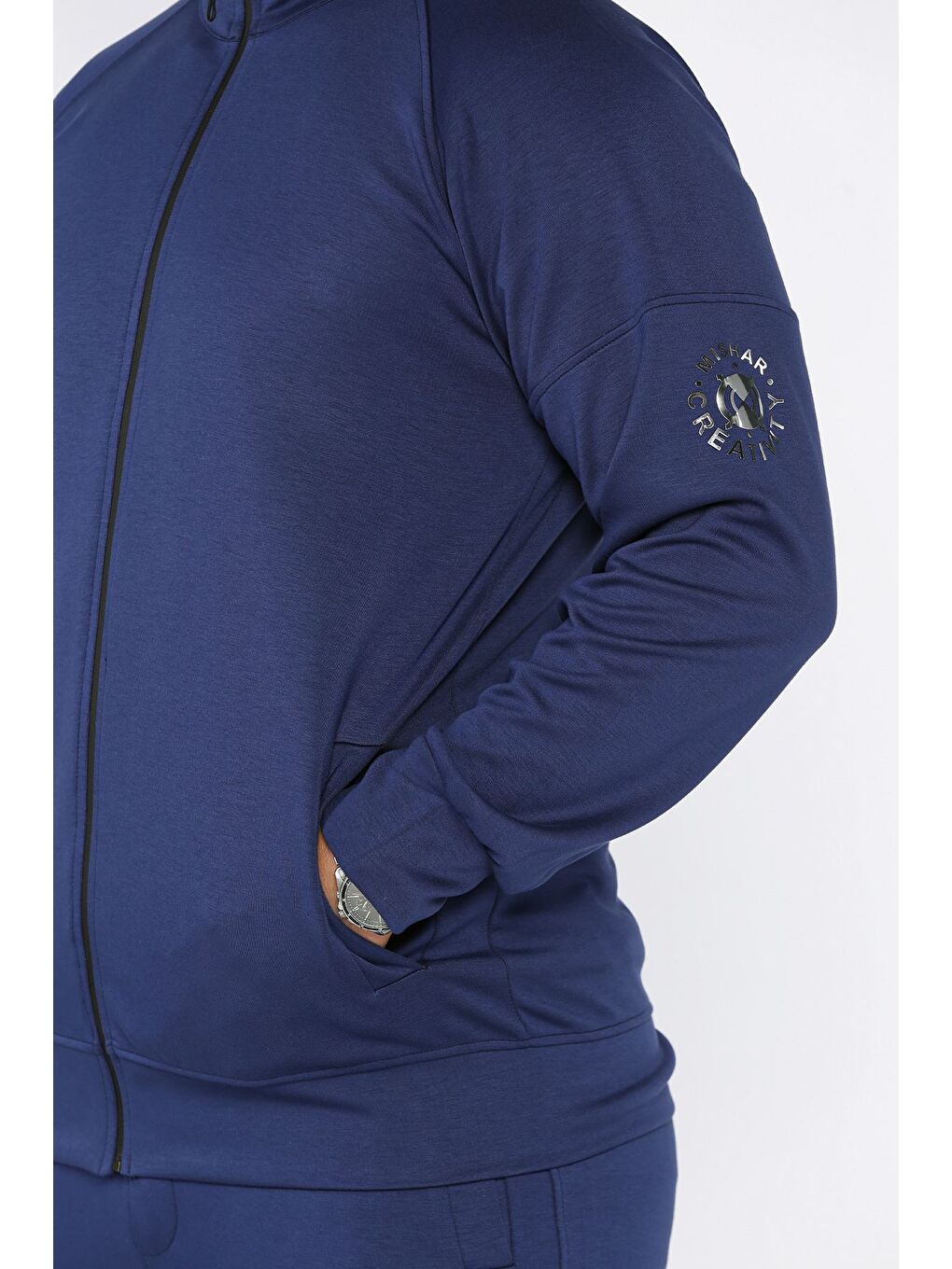 Lacivert Kol Detaylı Erkek Eşofman Takımı-4