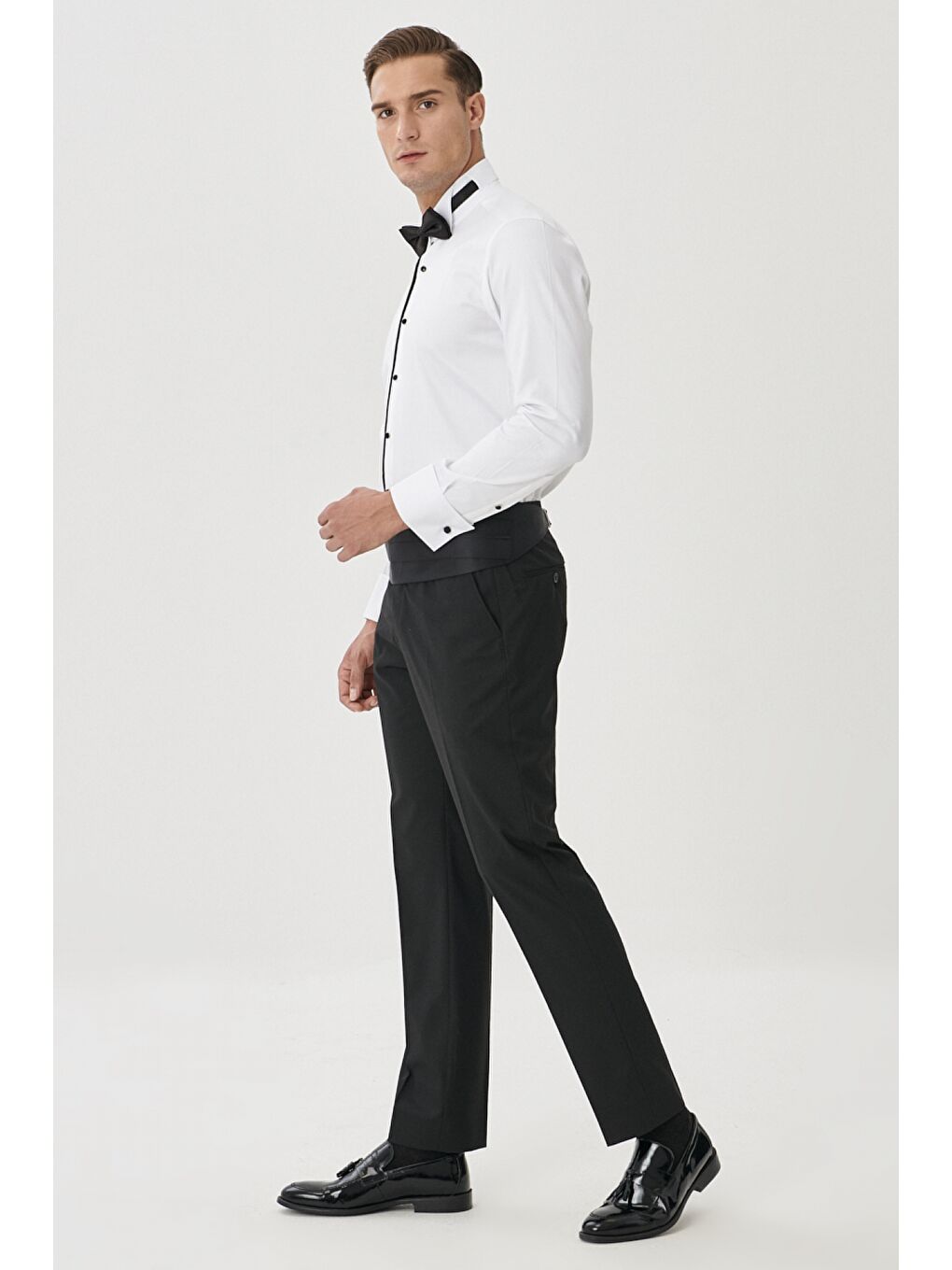 Erkek Siyah Regular Fit Geniş Kesim Yan Cepli Pantolon-2