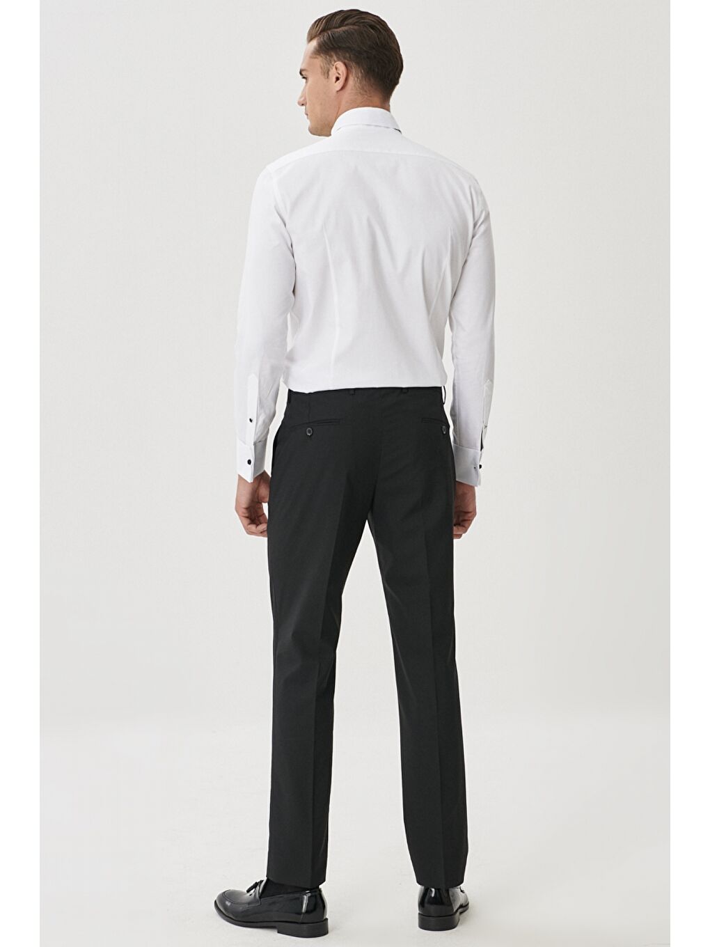 Erkek Siyah Regular Fit Geniş Kesim Yan Cepli Pantolon-3