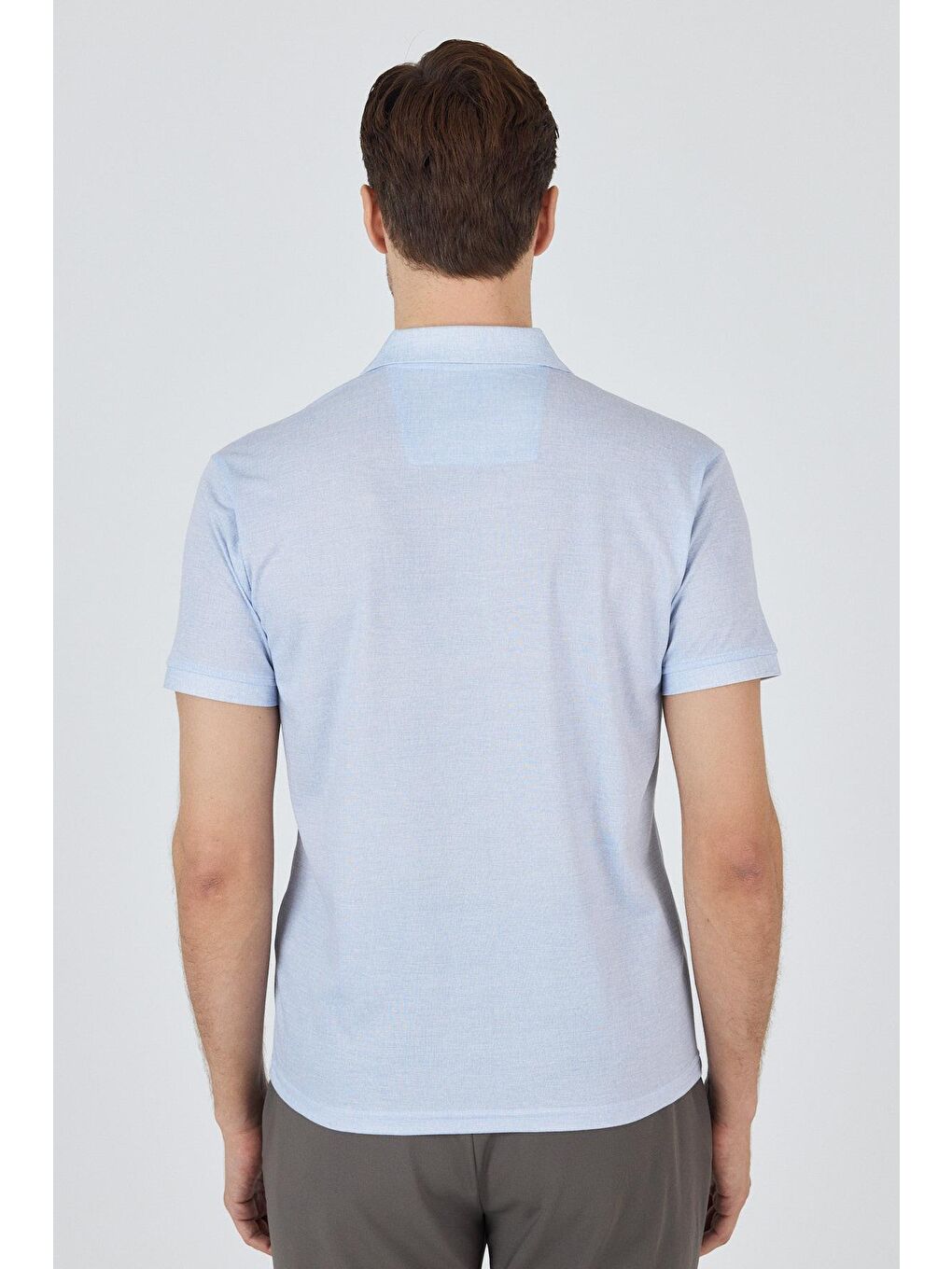 Mavi Kısa Kol Baskılı Pike Polo Yaka Cepsiz Slim Fit Tişört 1011250168-4