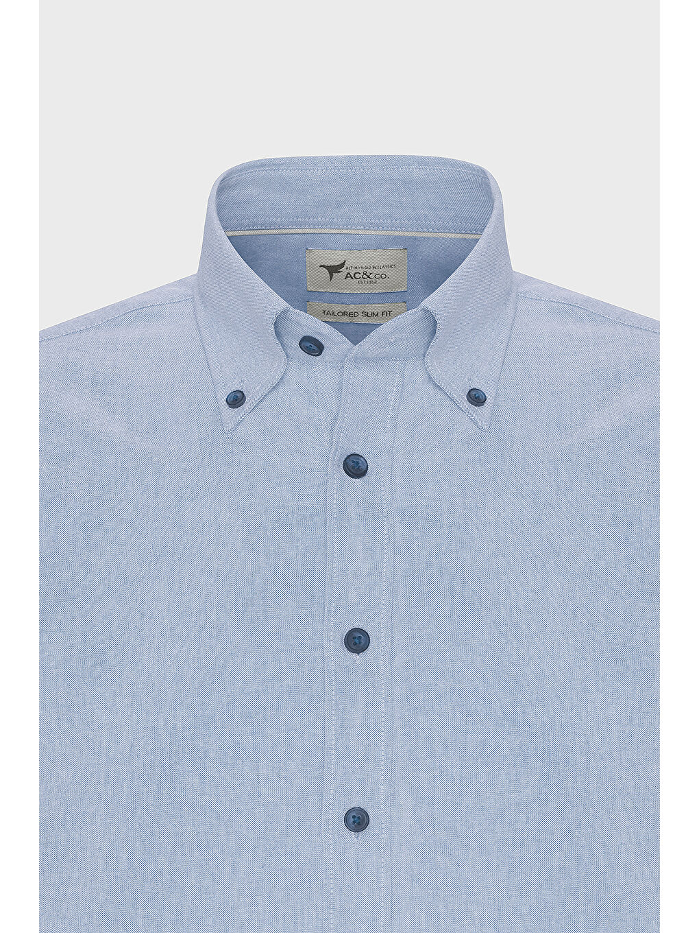 Erkek Açık Mavi Slim Fit Dar Kesim Düğmeli Yaka Pamuklu Oxford Gömlek-6