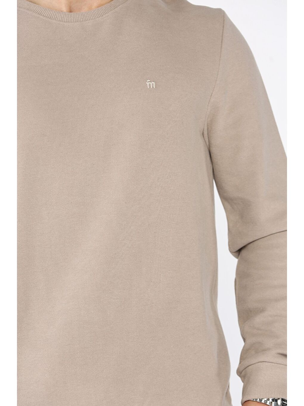 Bej Erkek Bisiklet Yaka Selanik Sweatshirt-3