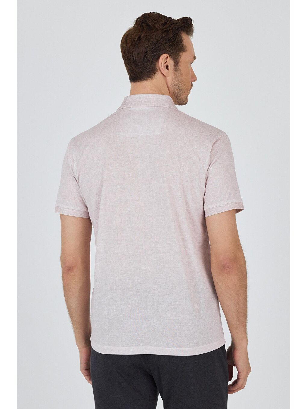 Pembe Kısa Kol Baskılı Pike Polo Yaka Cepsiz Slim Fit Tişört 1011250169-4