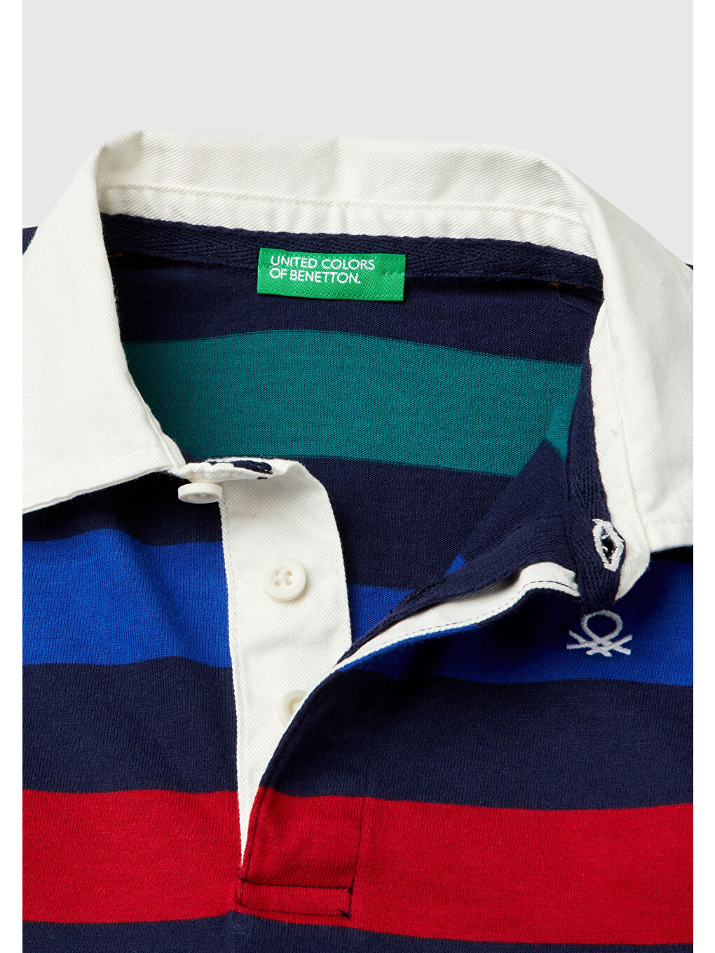 United Colors Of Benetton Siyah Erkek Çocuk Koyu Renkli Mix Göğsü Logo İşlemeli Çizgi Detaylı Polo Yaka Sweatshırt - 2