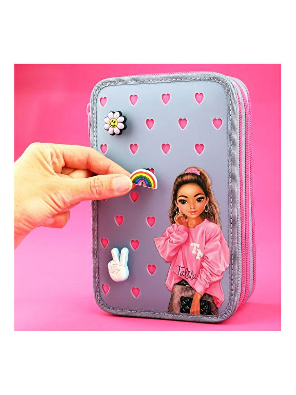 3 Katlı İçi Dolu Kalem Çantası Silicone Pins 413478-1