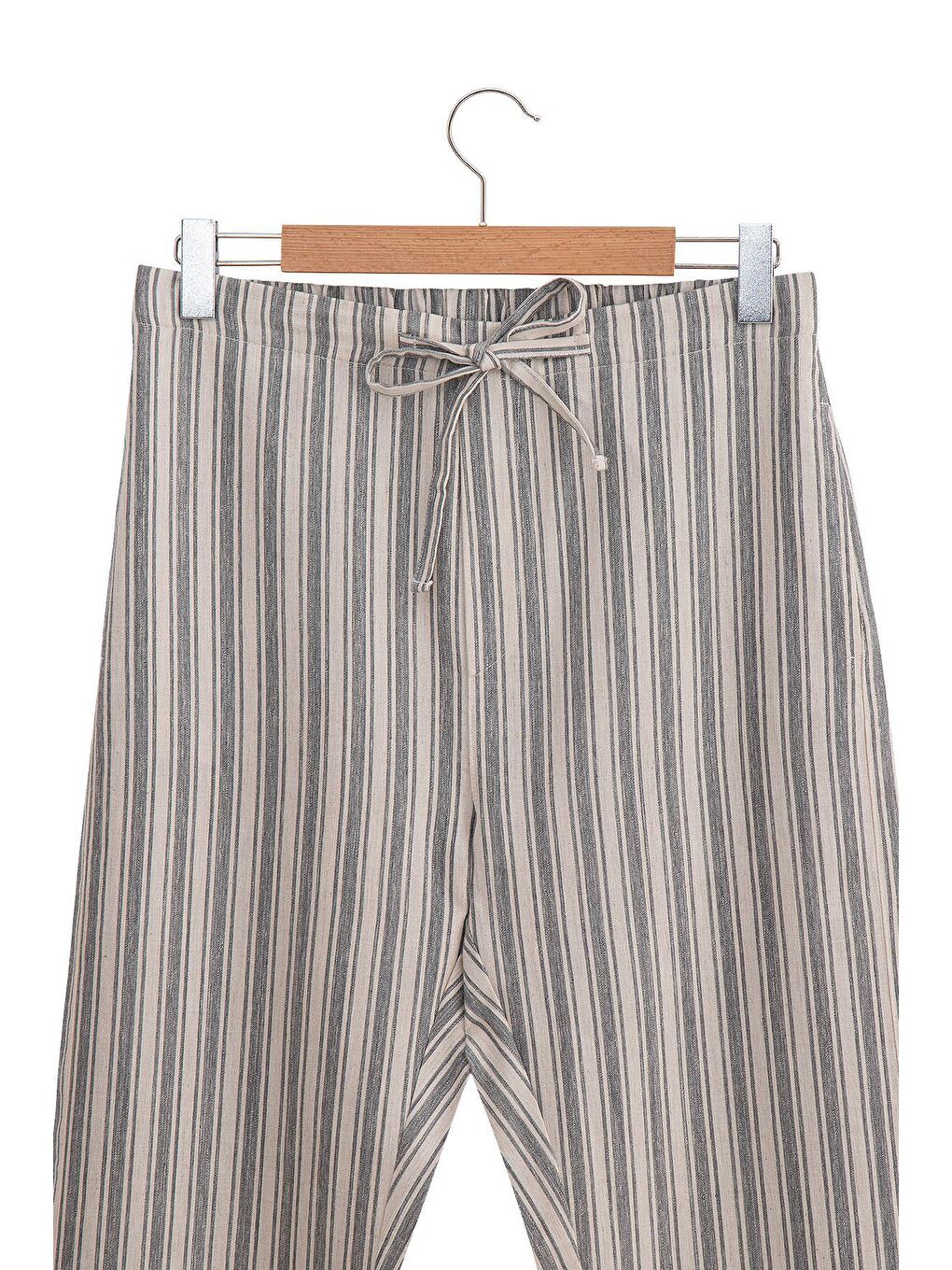 Ekru Ala Erkek Pijama Takımı %100 Organik Pamuk Keten Antrasit-2