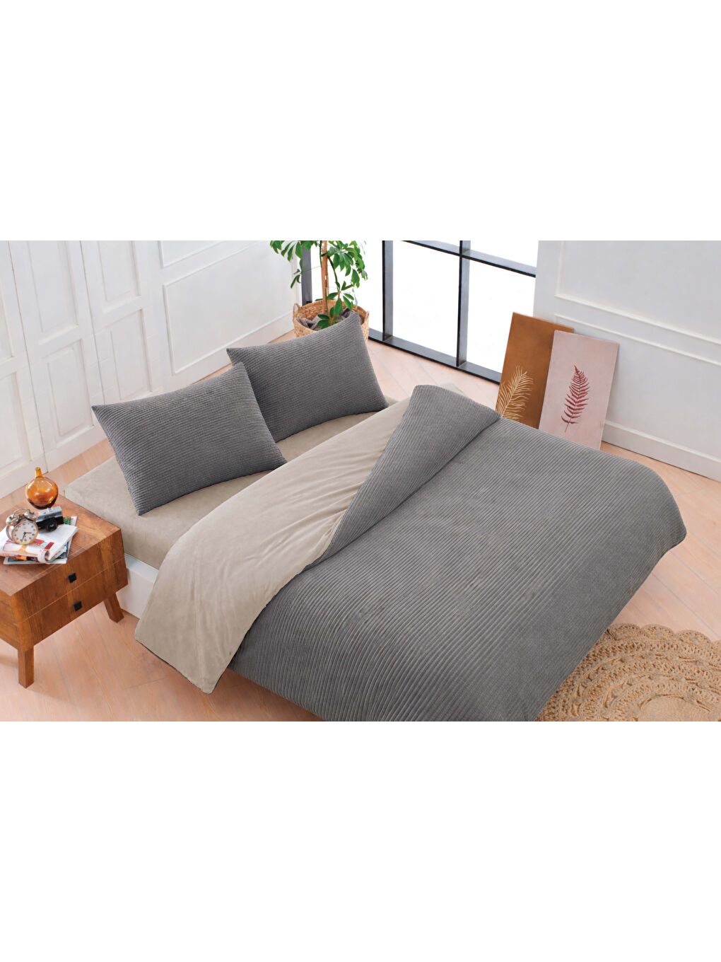 Eternıty Fitilli Nevresim Seti 4 Parça Koyu Gri GRI