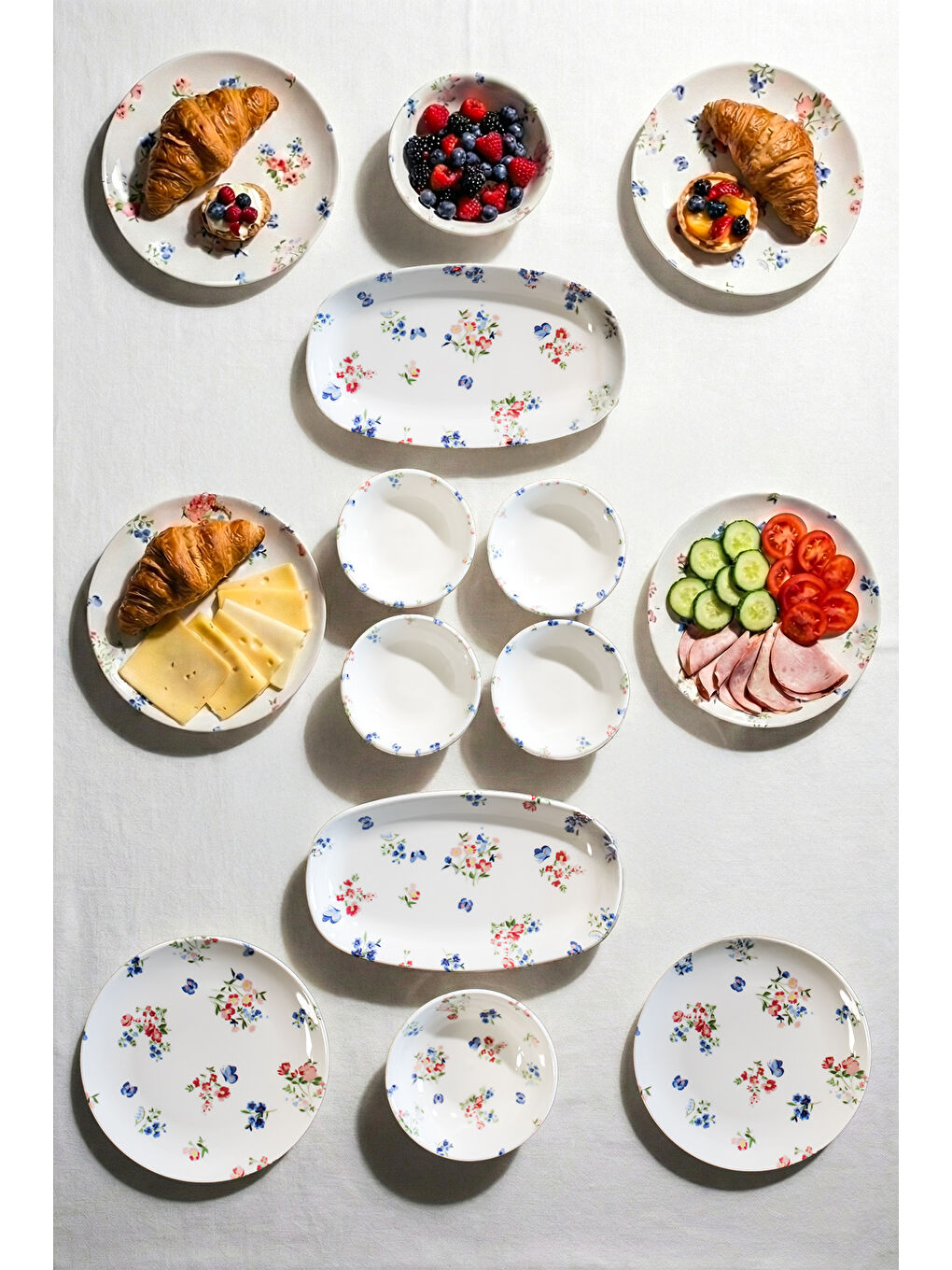 Karışık Porsima 4270 Pure 14 Parça Porselen Kahvaltı Seti 6 Kişilik Kahvaltı Takımı