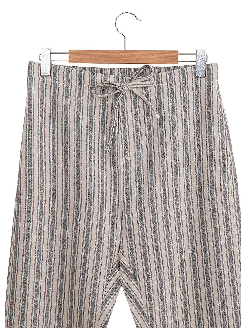 Ekru Ala Erkek Pijama Takımı %100 Organik Pamuk Keten Antrasit-5