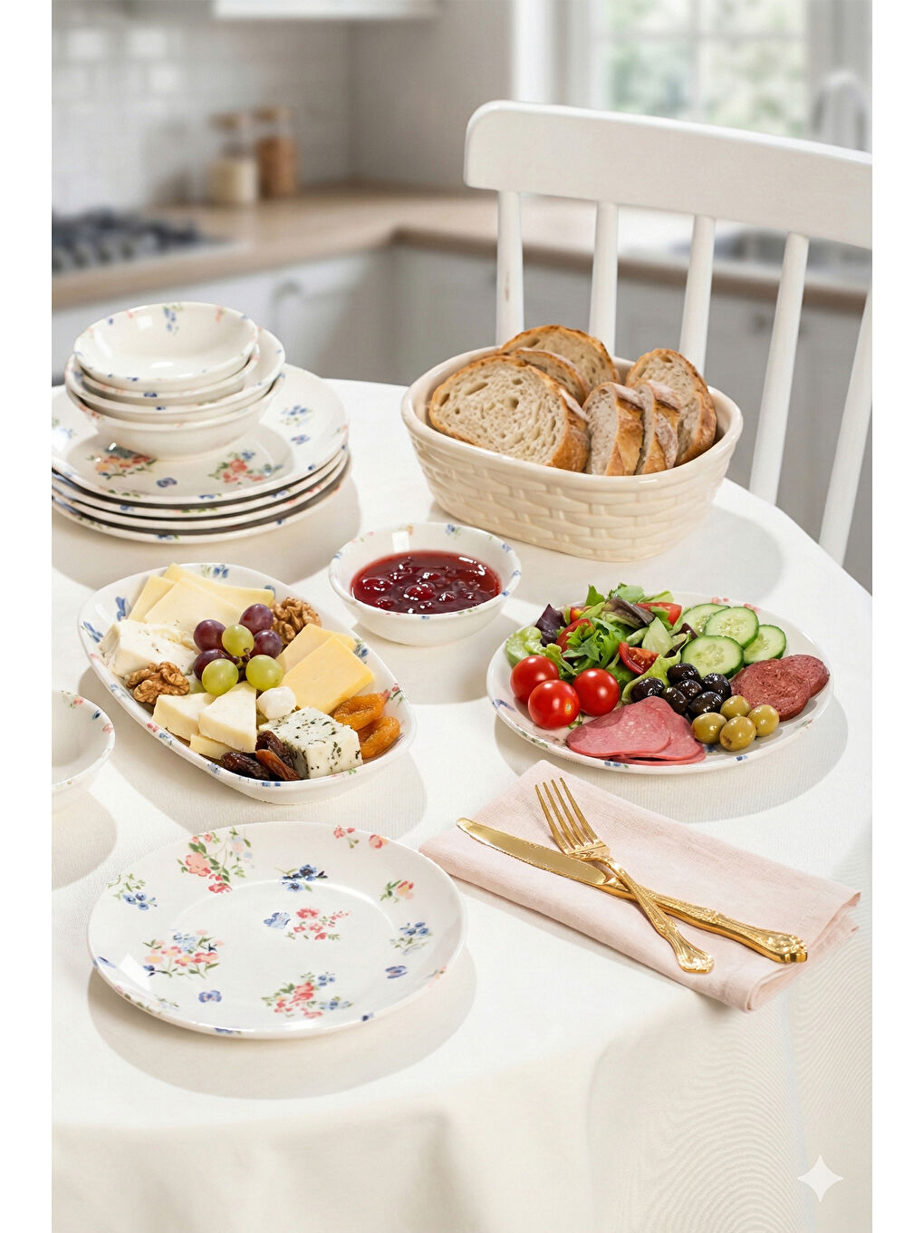 Karışık Porsima 4270 Pure 14 Parça Porselen Kahvaltı Seti 6 Kişilik Kahvaltı Takımı-1