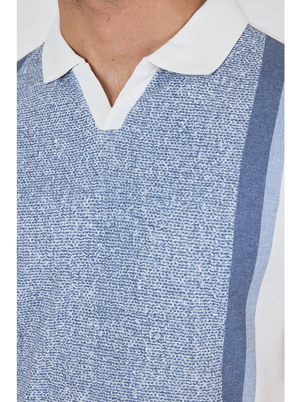 İndigo Kısa Kol Baskılı Suprem İtalyan Yaka Cepsiz Slim Fit Tişört 1011250123-3