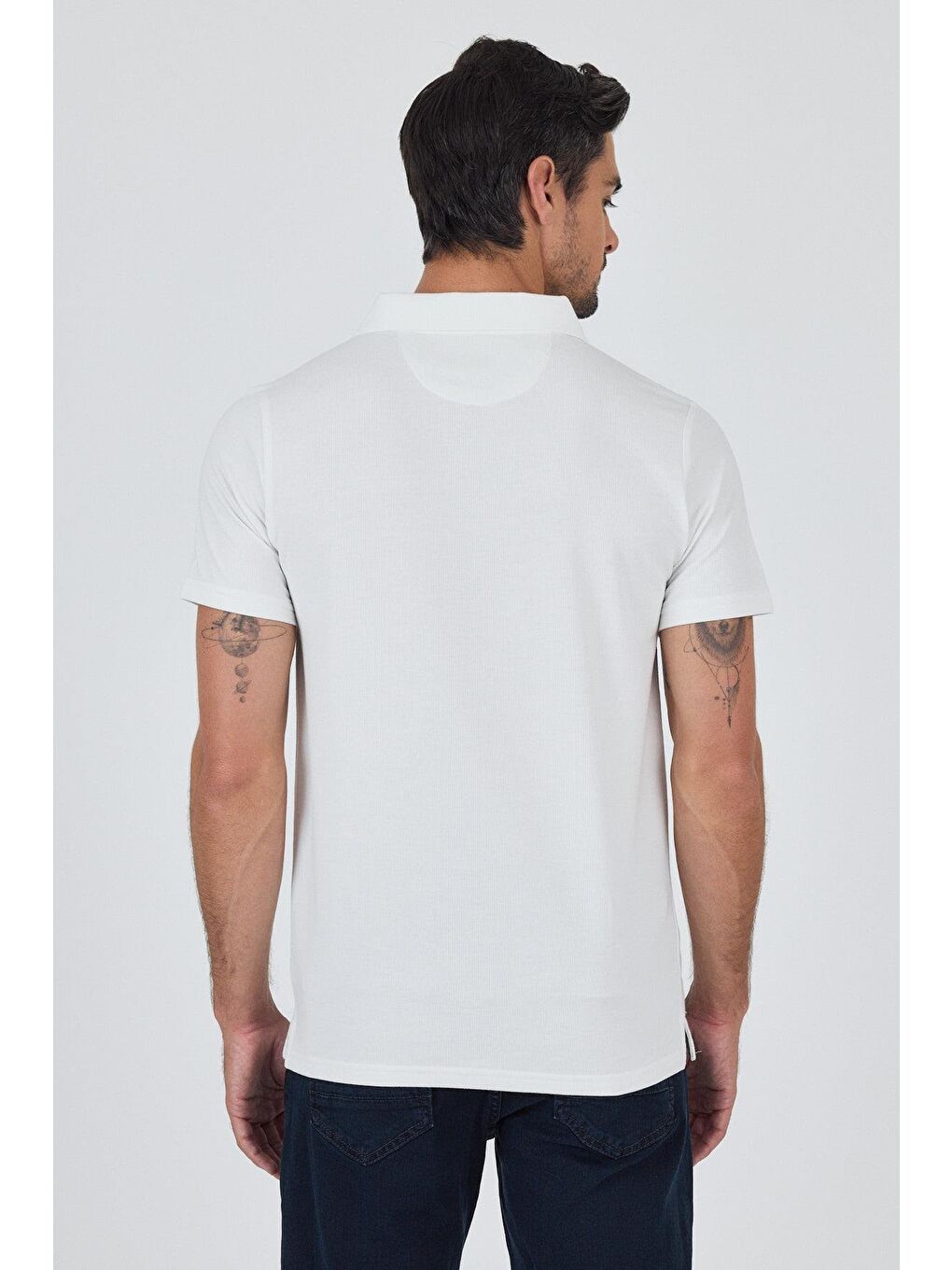 İndigo Kısa Kol Baskılı Suprem İtalyan Yaka Cepsiz Slim Fit Tişört 1011250123-4