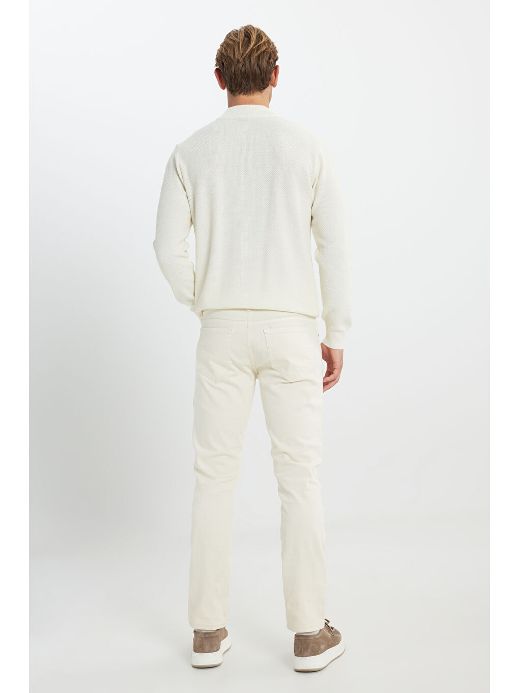 Erkek Ekru 360 Derece Her Yöne Esneyen Rahat Slim Fit Pantolon-4