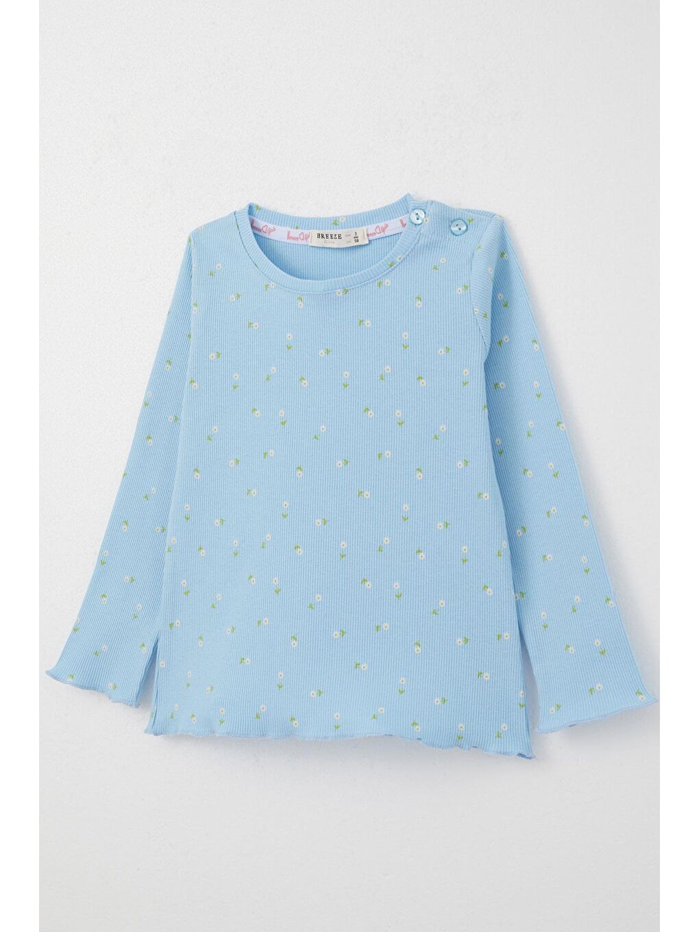 Breeze Kız Bebek Pijama Takımı Papatya Desenli Açık Mavi (9 Ay-1 Yaş) - 3