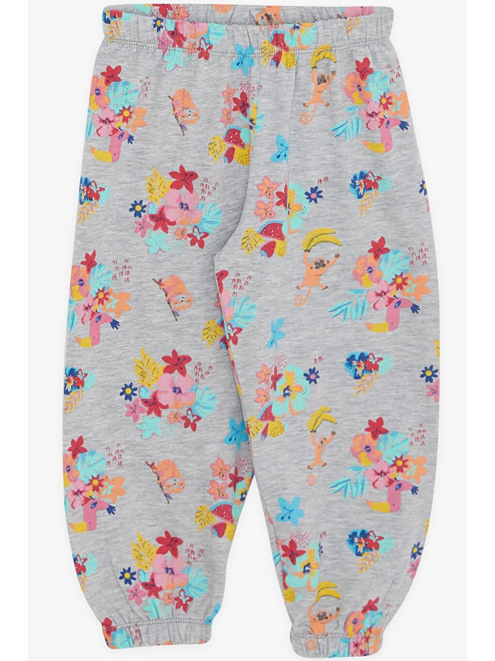 Kız Bebek Kısa Kollu Pijama Takımı Safari Temalı Gri Melanj (9 Ay)-1