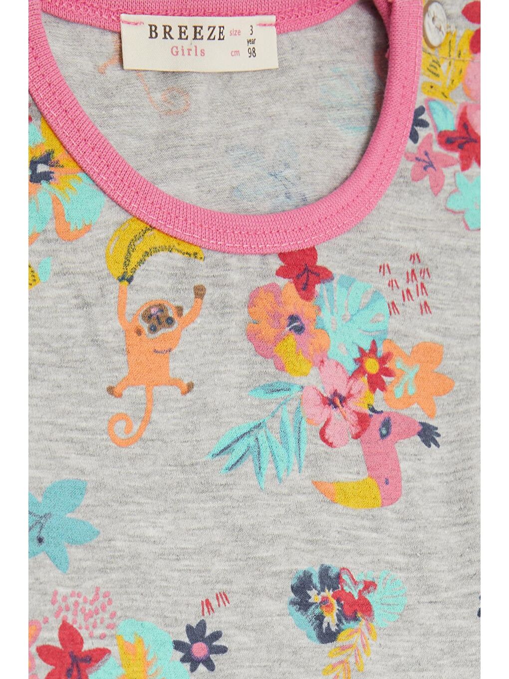 Kız Bebek Kısa Kollu Pijama Takımı Safari Temalı Gri Melanj (9 Ay)-3