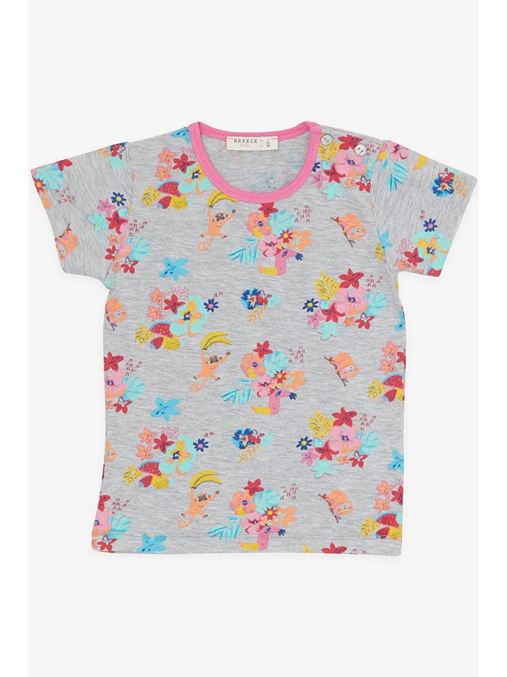 Kız Bebek Kısa Kollu Pijama Takımı Safari Temalı Gri Melanj (9 Ay)-4