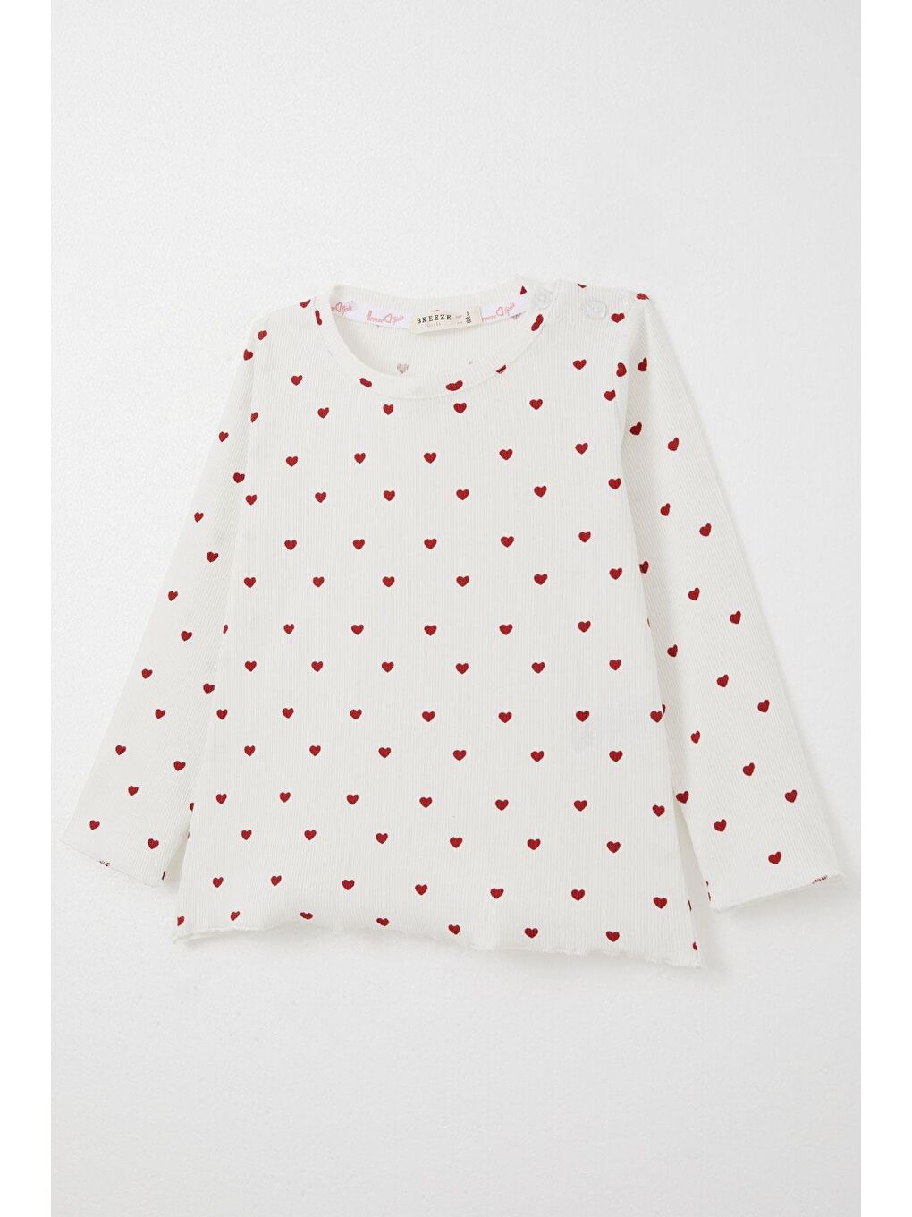 Kız Bebek Pijama Takımı Kalp Desenli Ekru (9 Ay)-4