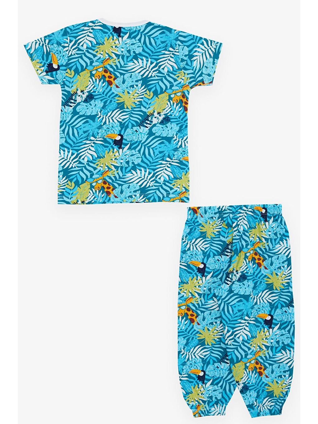 Kız Bebek Kısa Kollu Pijama Takımı Safari Temalı Turkuaz (9 Ay-1 Yaş)-1