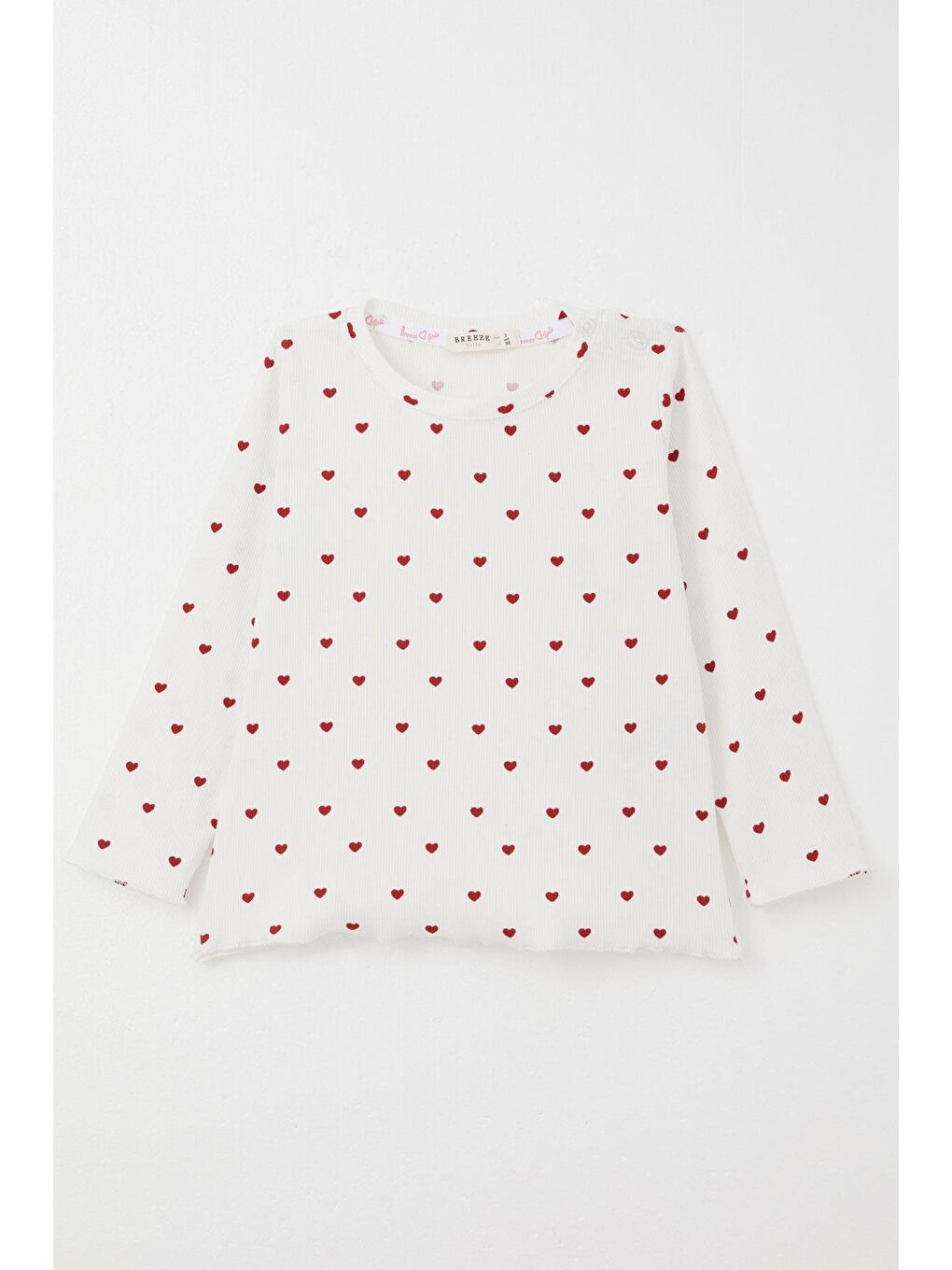 Kız Bebek Pijama Takımı Kalp Desenli Ekru (9 Ay)-5