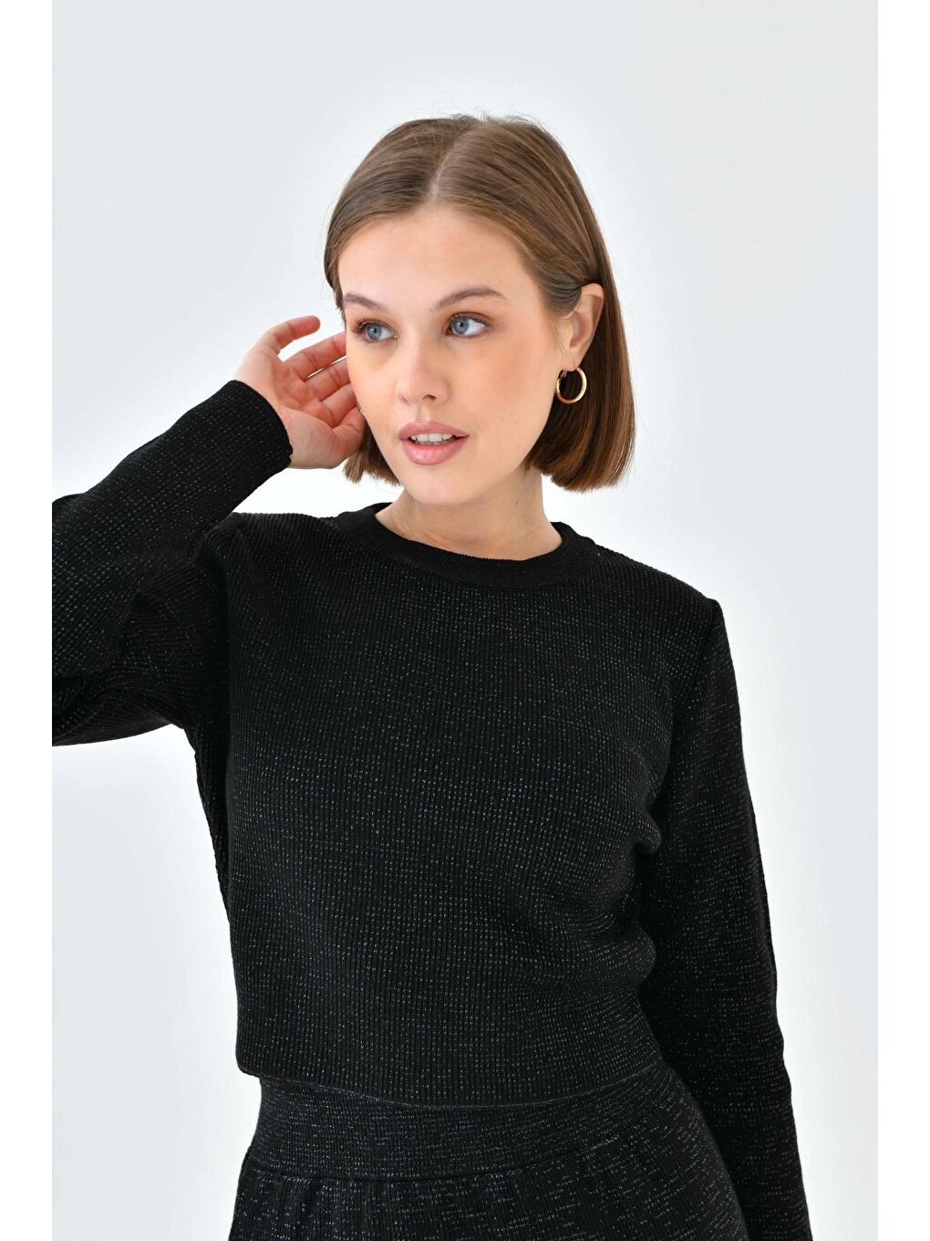 Siyah Taş Simli İkili Triko Takım-3