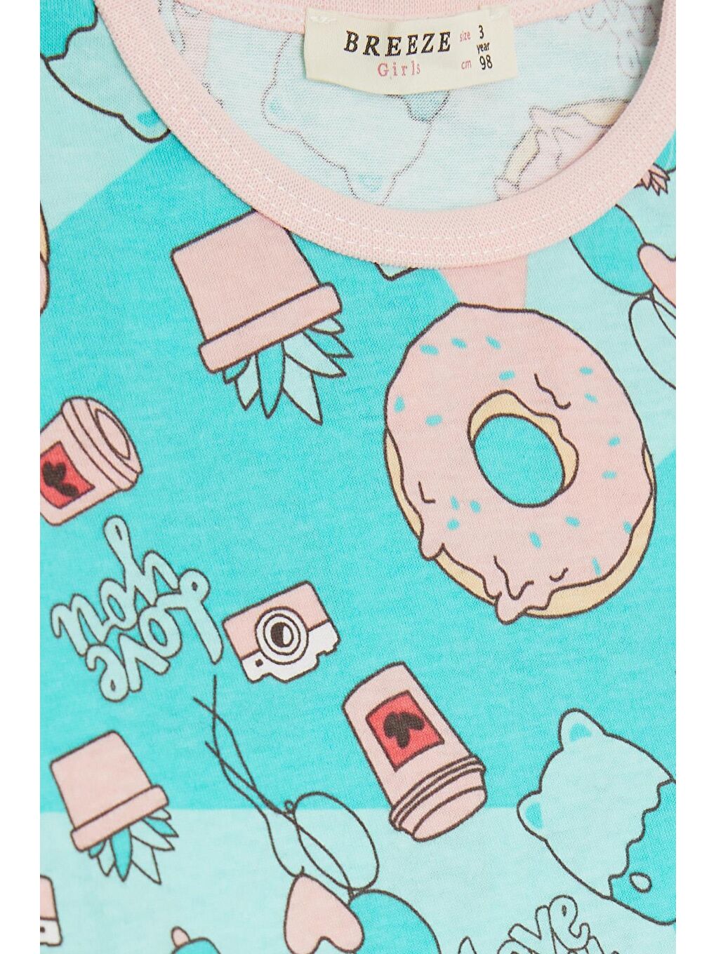 Kız Bebek Pijama Takımı Parti Temalı Turkuaz (9 Ay-1 Yaş)-2