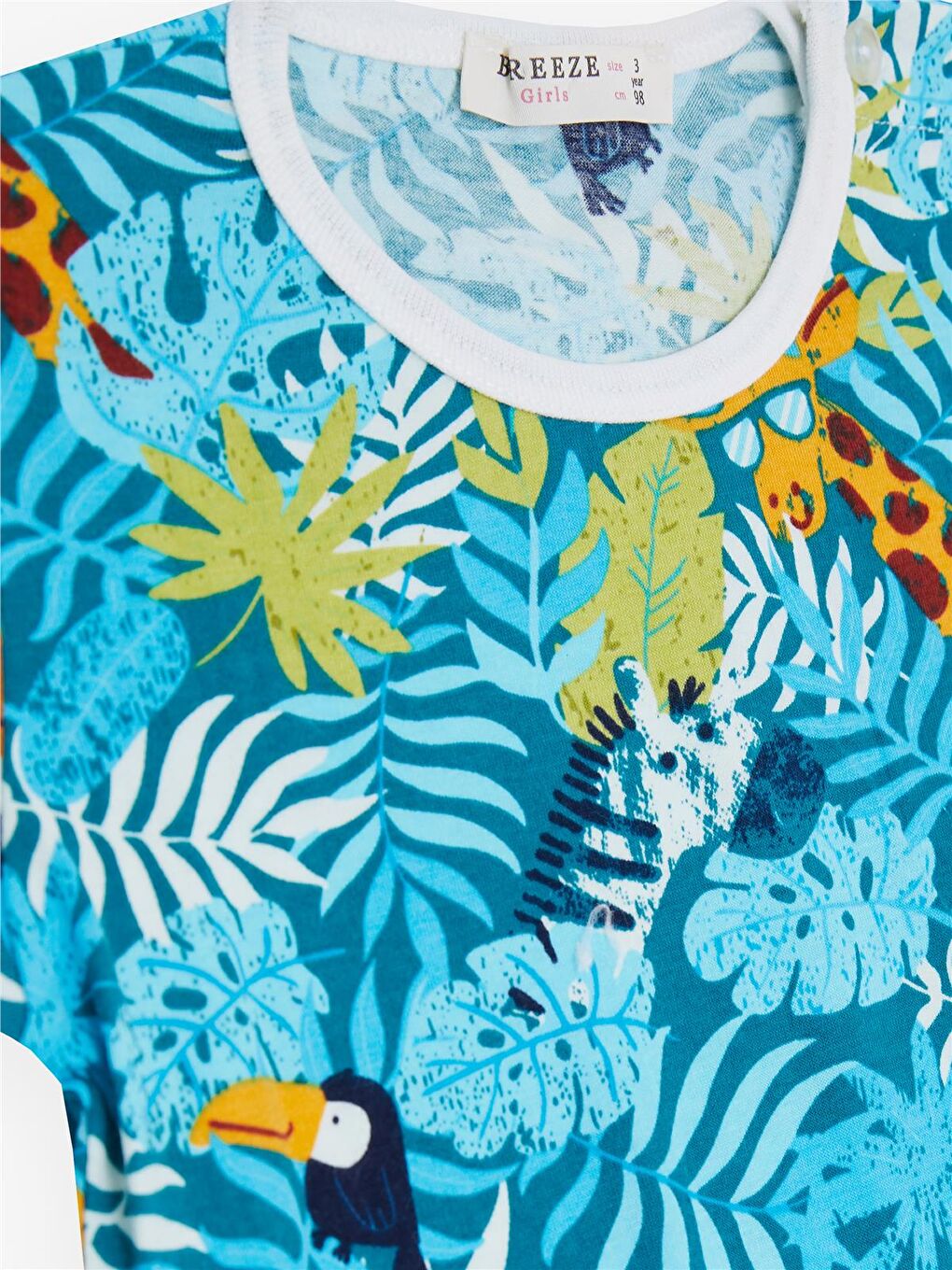 Kız Bebek Kısa Kollu Pijama Takımı Safari Temalı Turkuaz (9 Ay-1 Yaş)-3