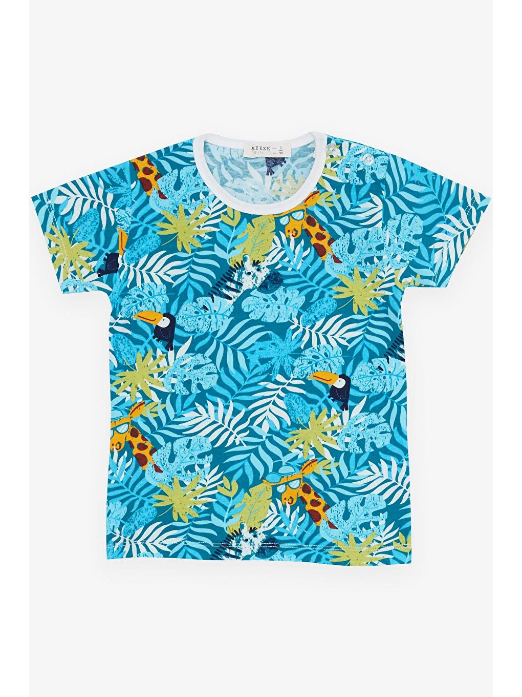 Kız Bebek Kısa Kollu Pijama Takımı Safari Temalı Turkuaz (9 Ay-1 Yaş)-4