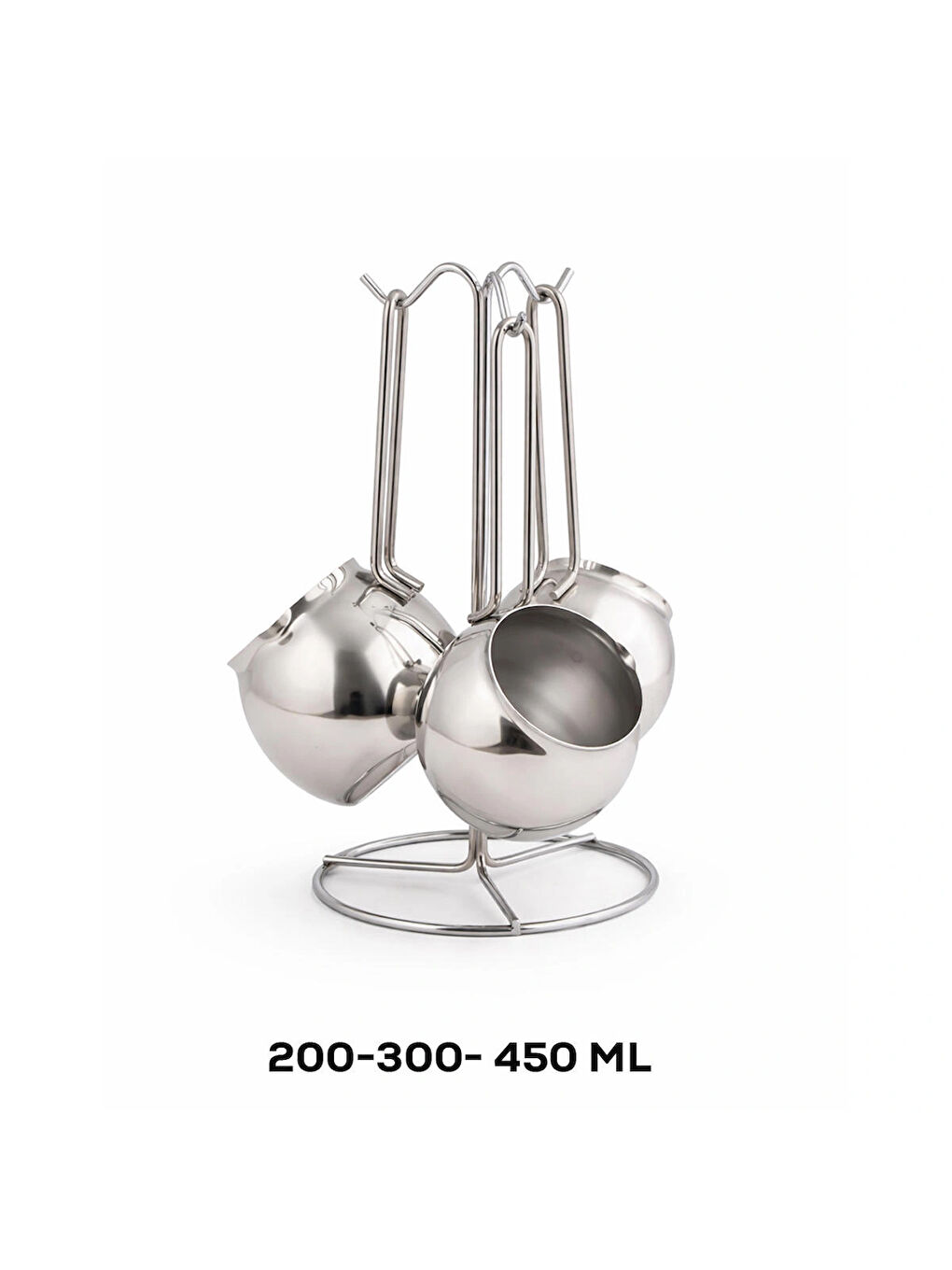 Gri 7032 Çelik Tombik 4lü Cezve Takımı Silver 200-300-450 ml-2