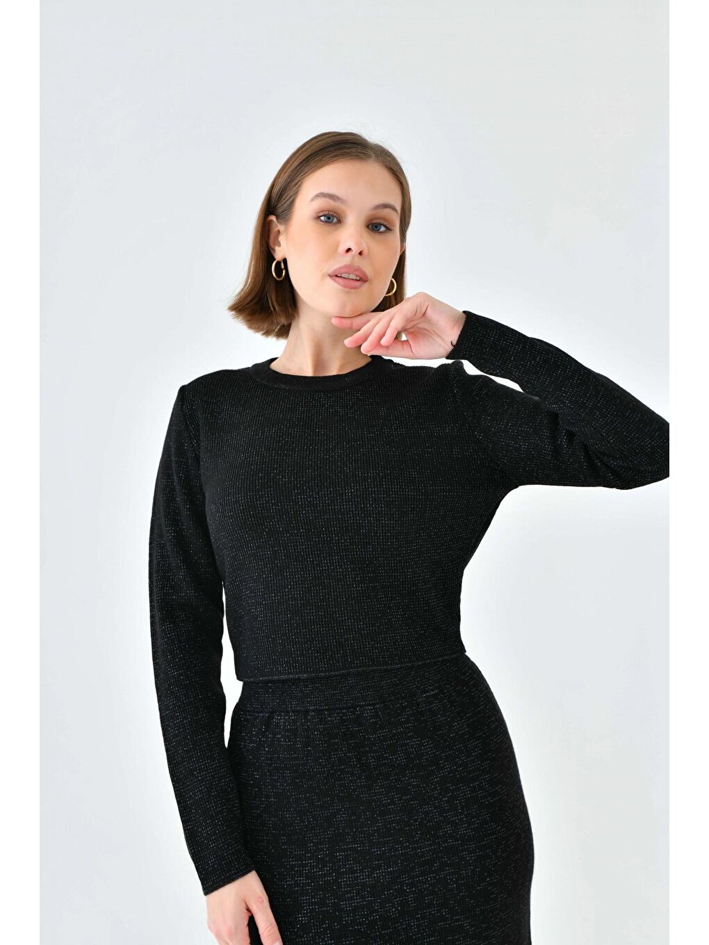 Siyah Taş Simli İkili Triko Takım-4