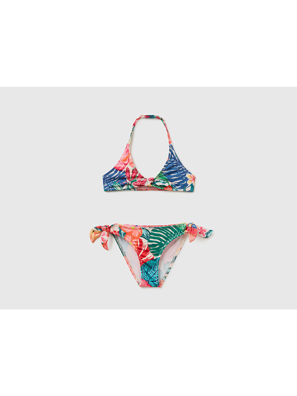 United Colors Of Benetton Kırmızı Kız Çocuk NAR CICEGI Desenli Halter Bikini Takım