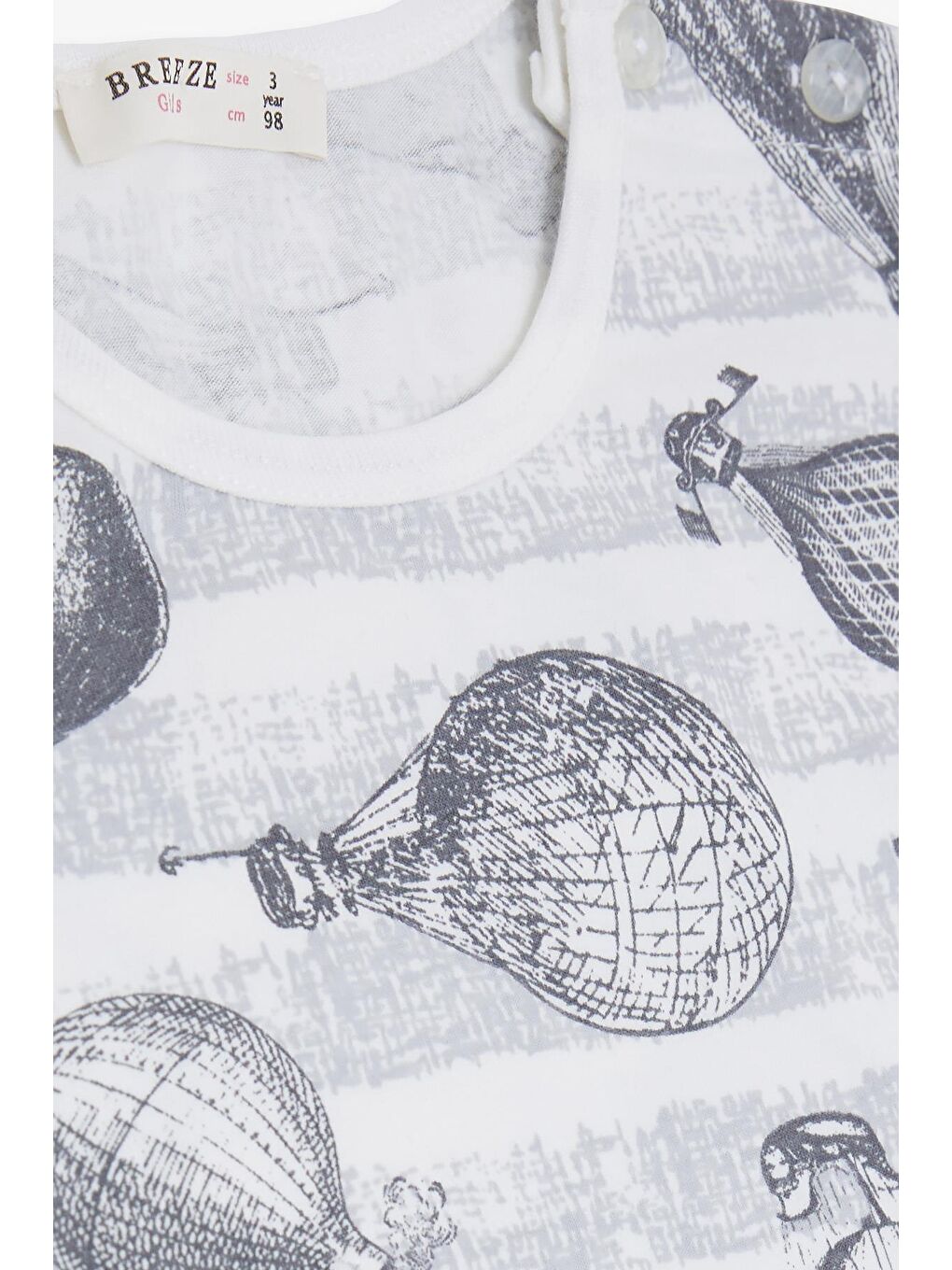 Kız Bebek Kısa Kollu Pijama Takımı Uçan Balon Desenli Ekru (9 Ay-1 Yaş)-3