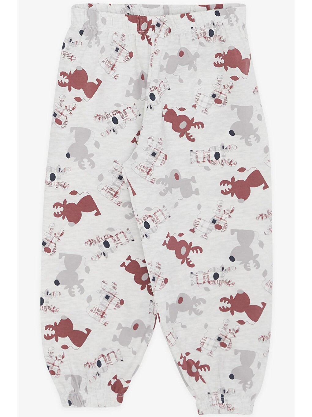 Kız Bebek Kısa Kollu Pijama Takımı Hayvancık Desenli Açık Gri Melanj (9 Ay)-2