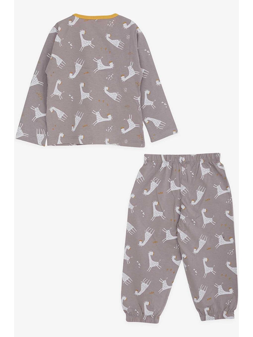 Bej Kız Bebek Pijama Takımı Simli Zürafa Desenli Vizon (9 Ay)-1