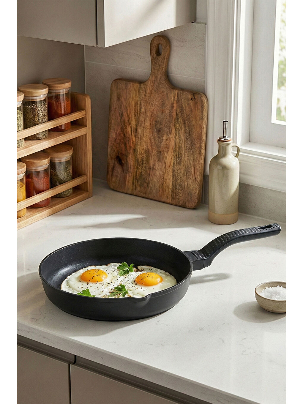 3738 Biogranit Döküm Grill Ergonomik Saplı 3 Parça Tava Seti Siyah 20-24-28cm-1